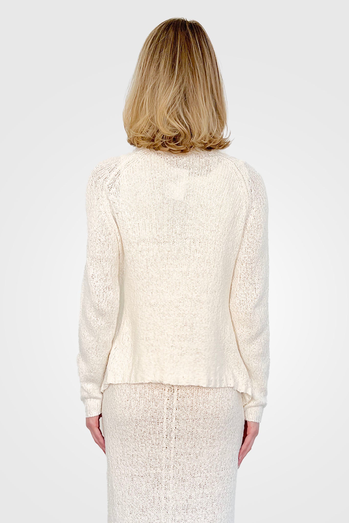 Cotton Linen Silk Cardigan - Natural by Kristensen — alternate view