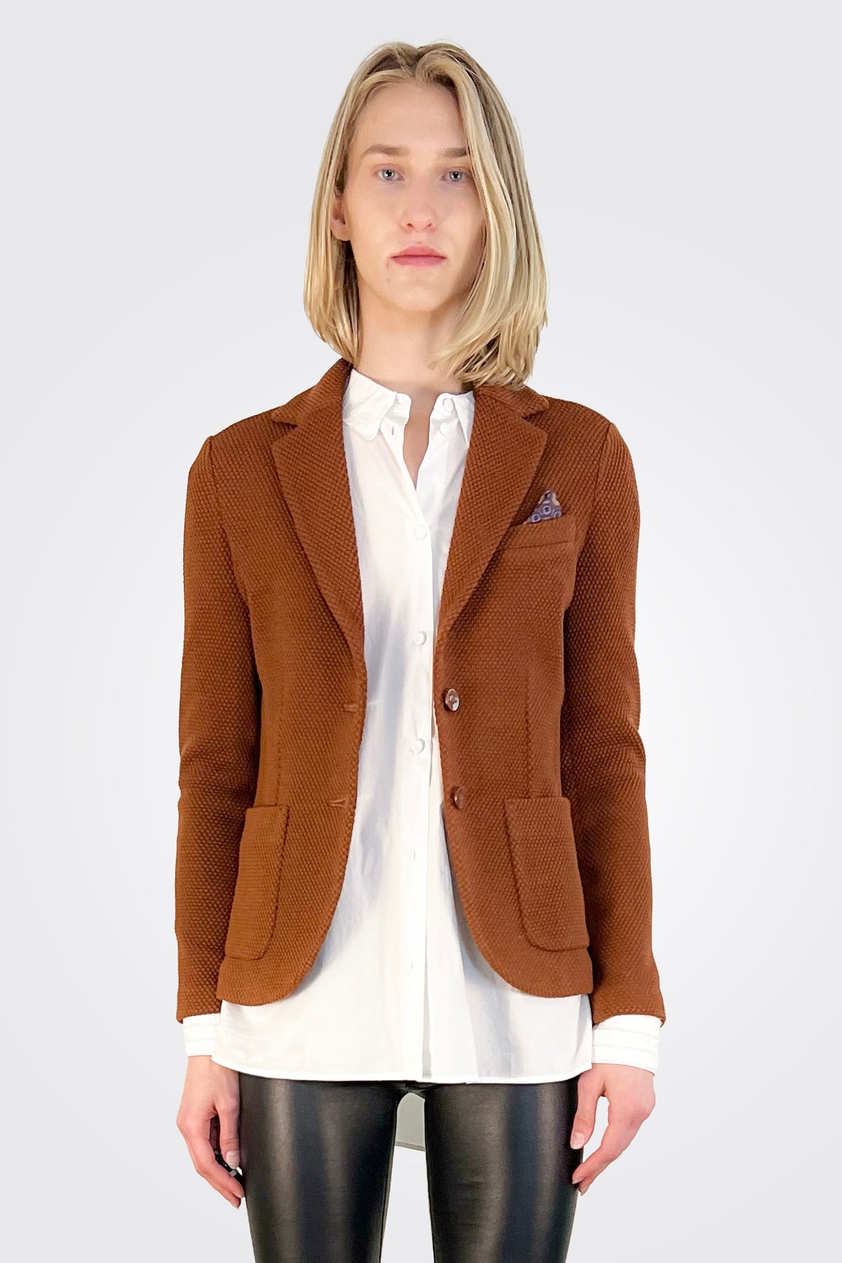 Slim Honey Comb Blazer - Carrot by Circolo — alternate view