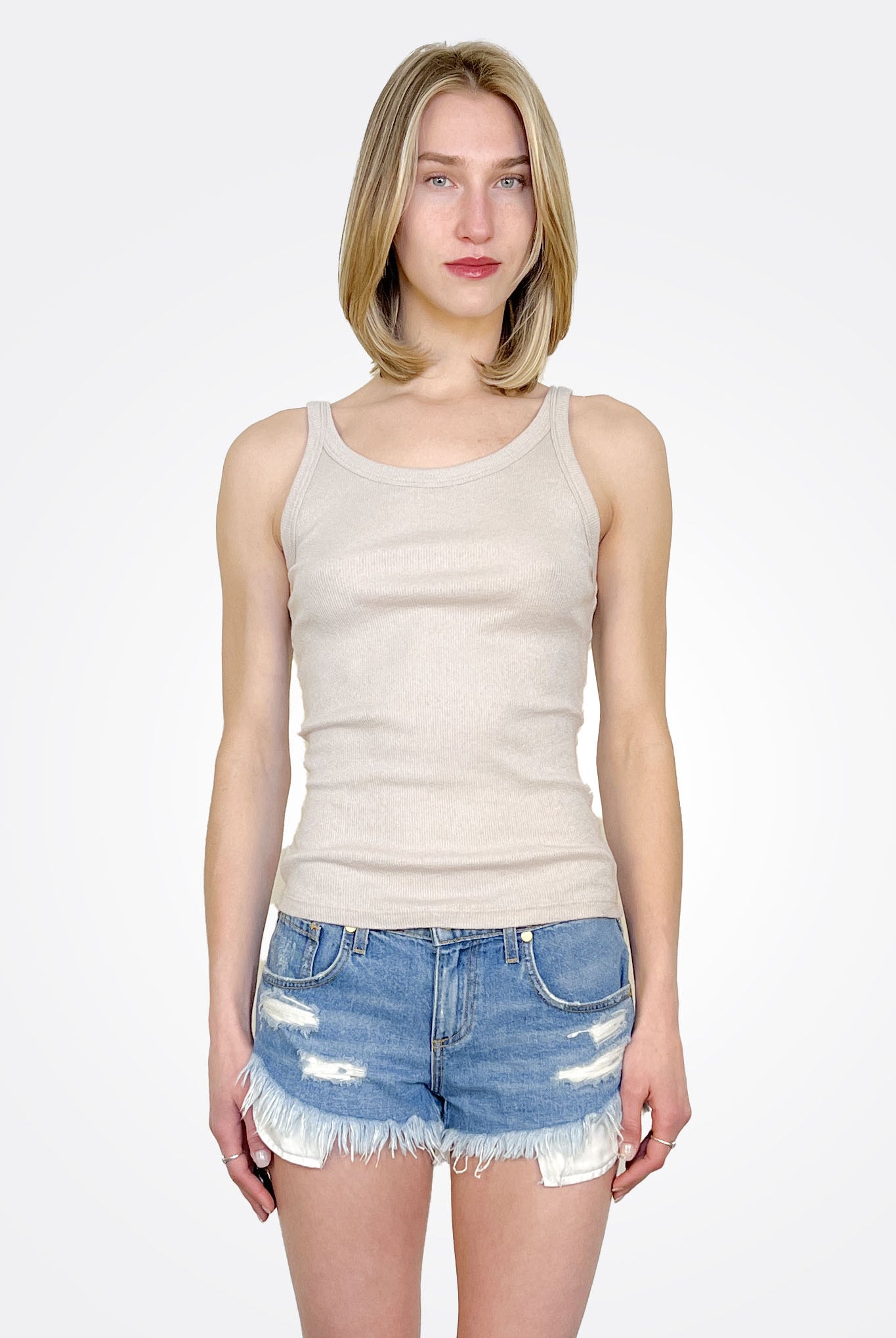 Nicole Shine Tank - Cement by Michael Stars | 25 South Boutiques