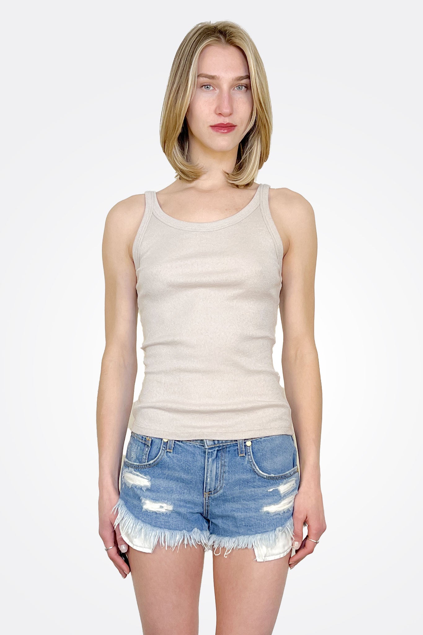 Nicole Shine Tank - Cement by Michael Stars | 25 South Boutiques