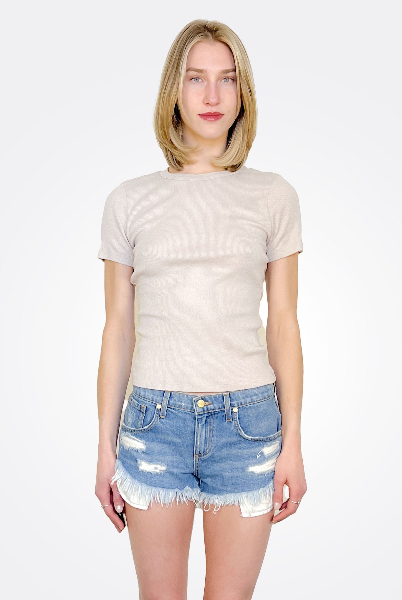 Lani Shine Crew Neck Tee - Cement by Michael Stars | 25 South Boutiques