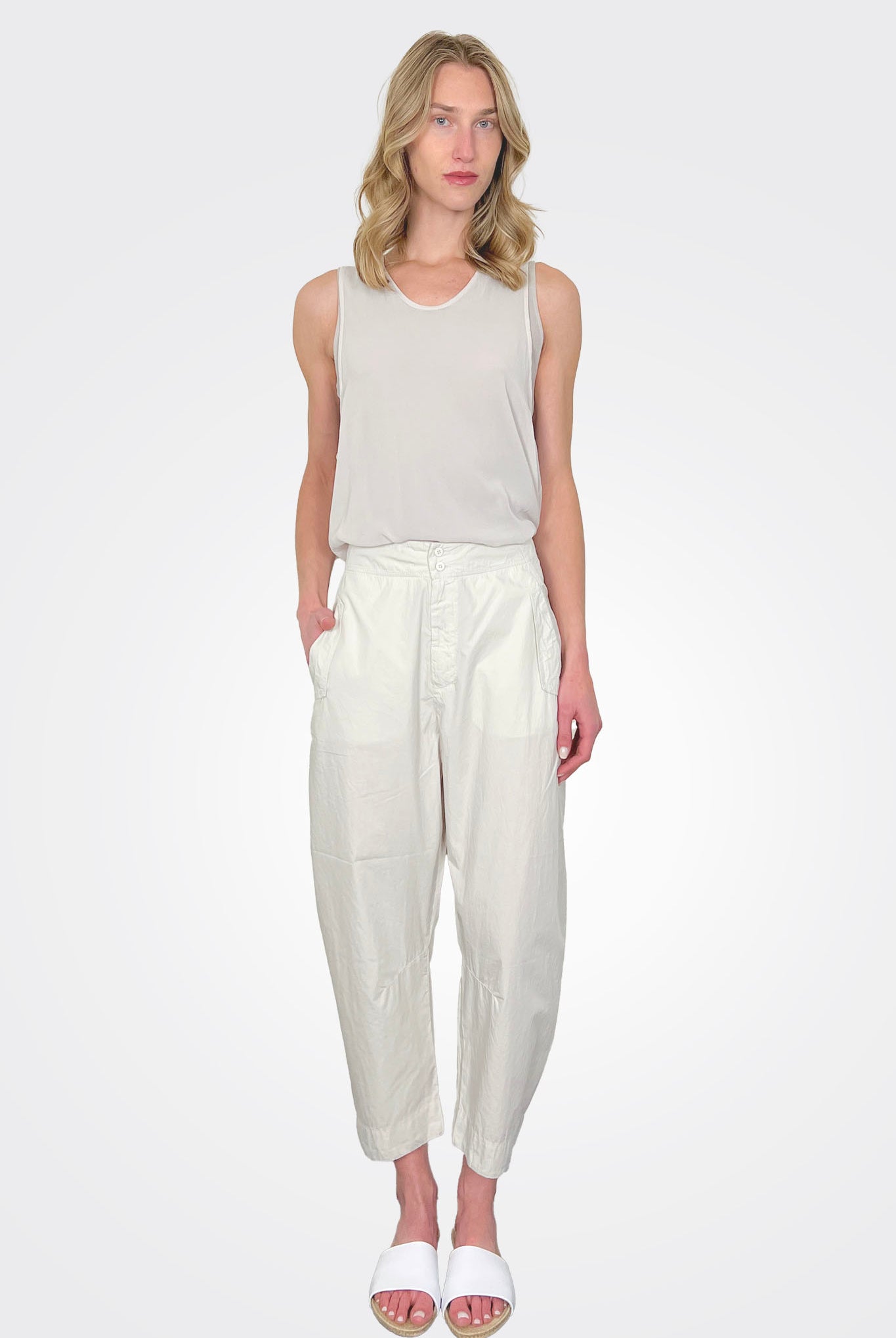 Comfort Fit Light Cotton Trousers - Chalk by Transit Par-Such | 25 South Boutiques
