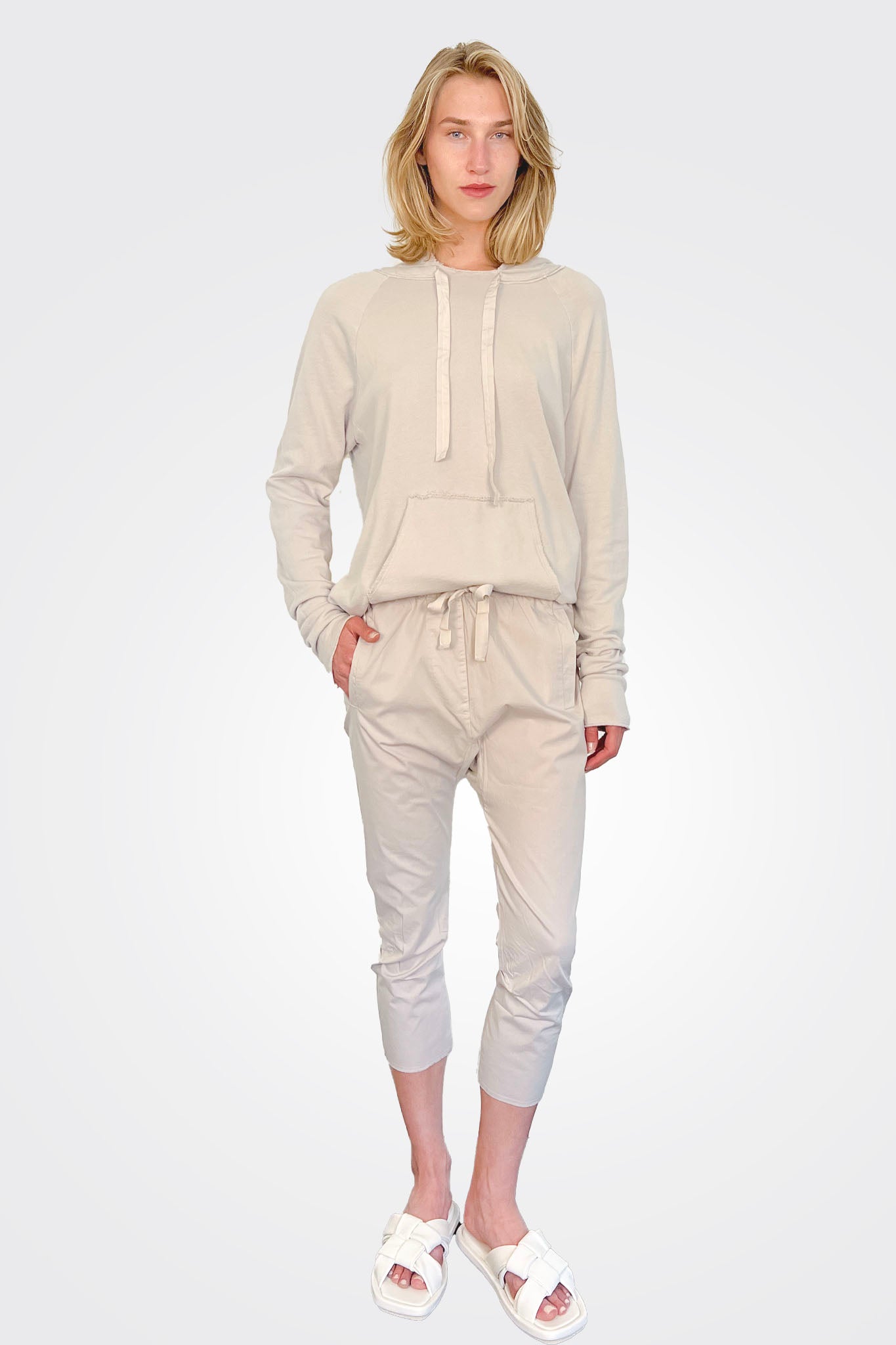 Basic Cotton 3/4 Long Pants - Chalk by Kristensen | 25 South Boutiques