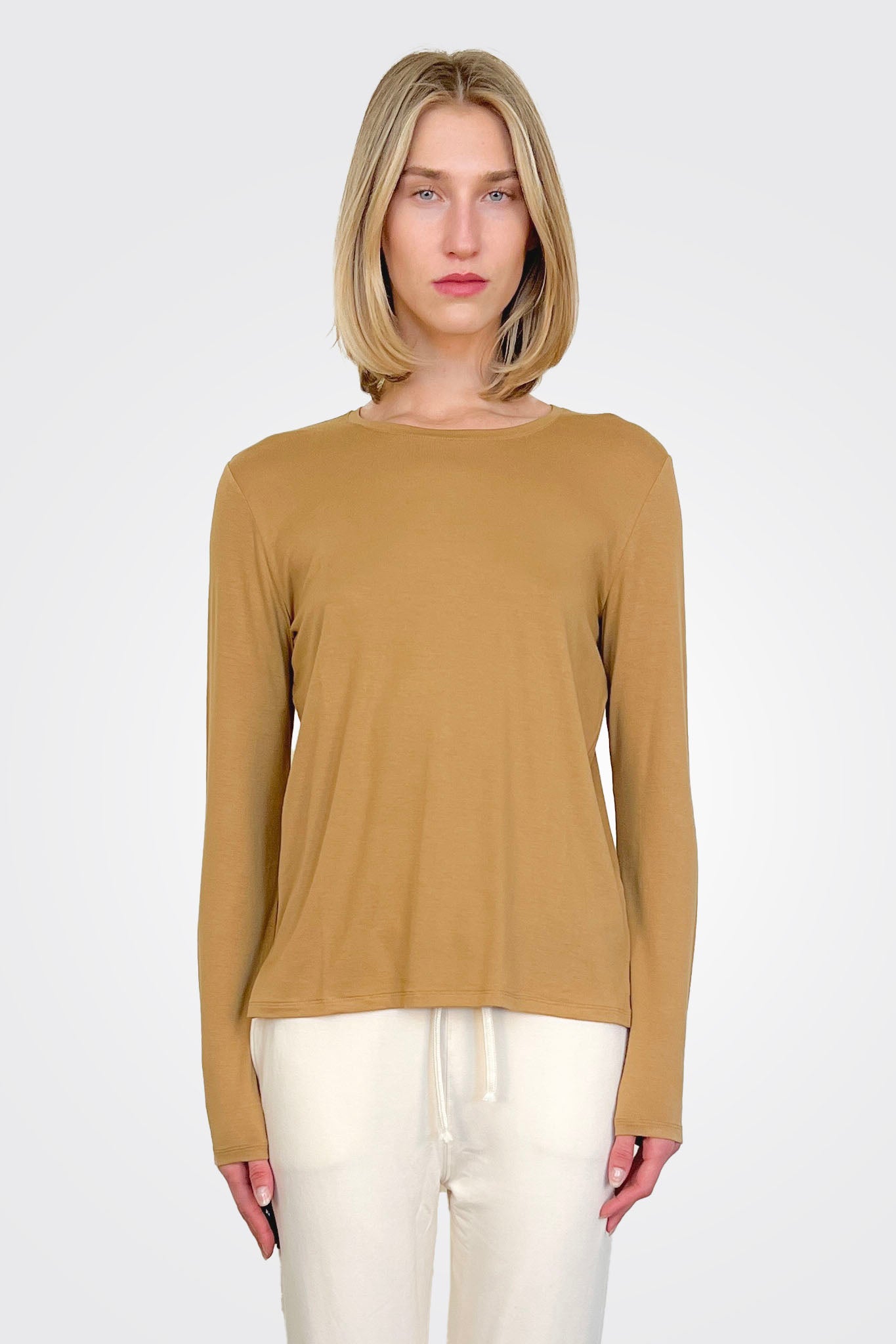 Soft Touch Semi Relaxed Crewneck - Chamois by Majestic | 25 South Boutiques