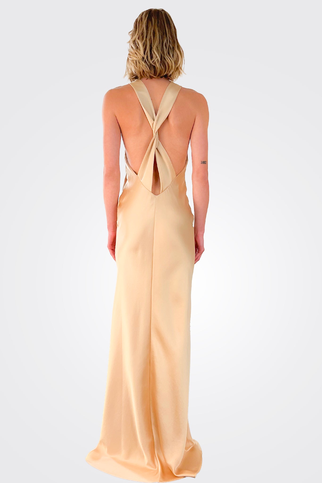 Eliah Cross Back Dress - Champagne by Ronny Kobo — view 3