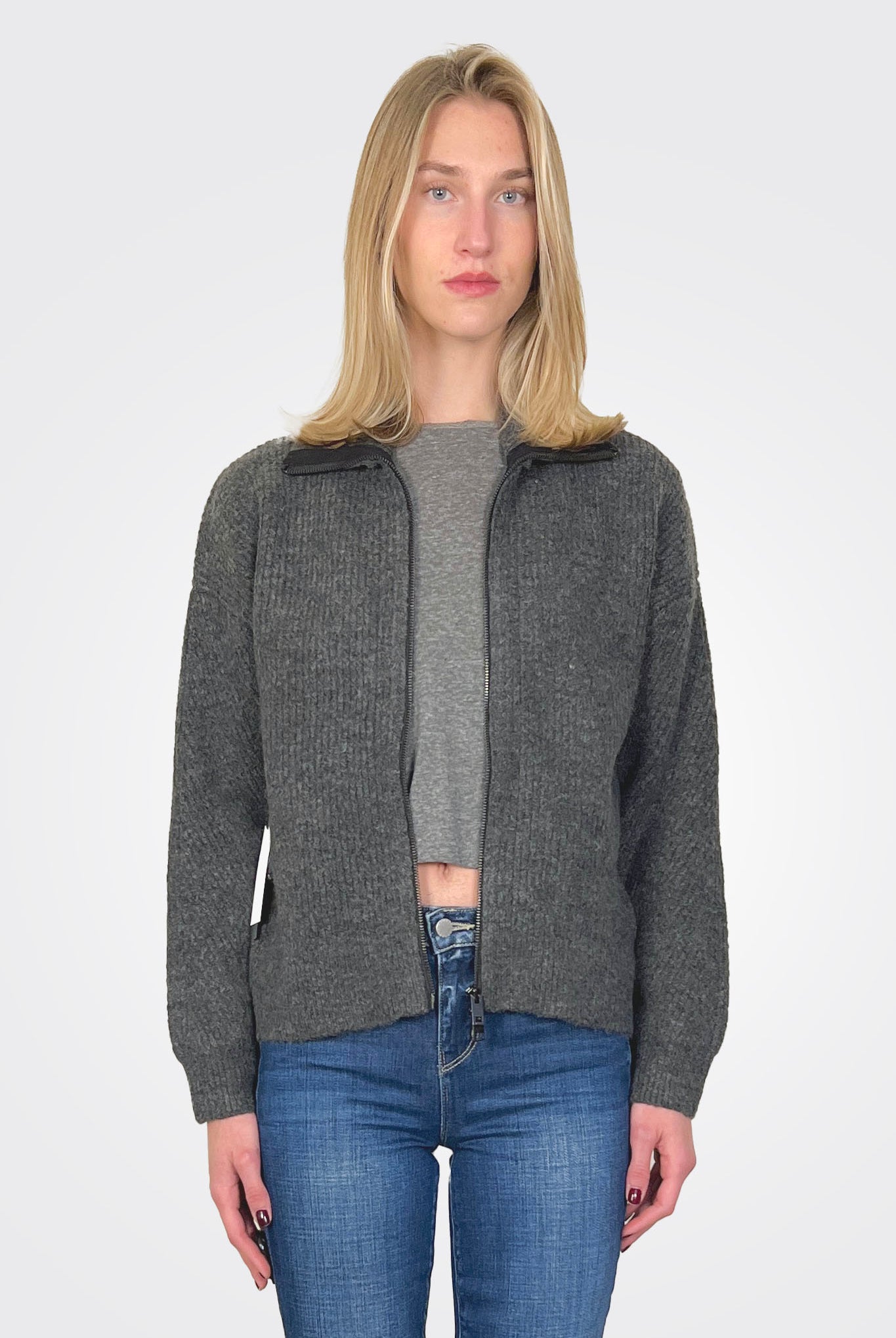 Cali Zip Up Sweater - Charcoal by Michael Stars | 25 South Boutiques