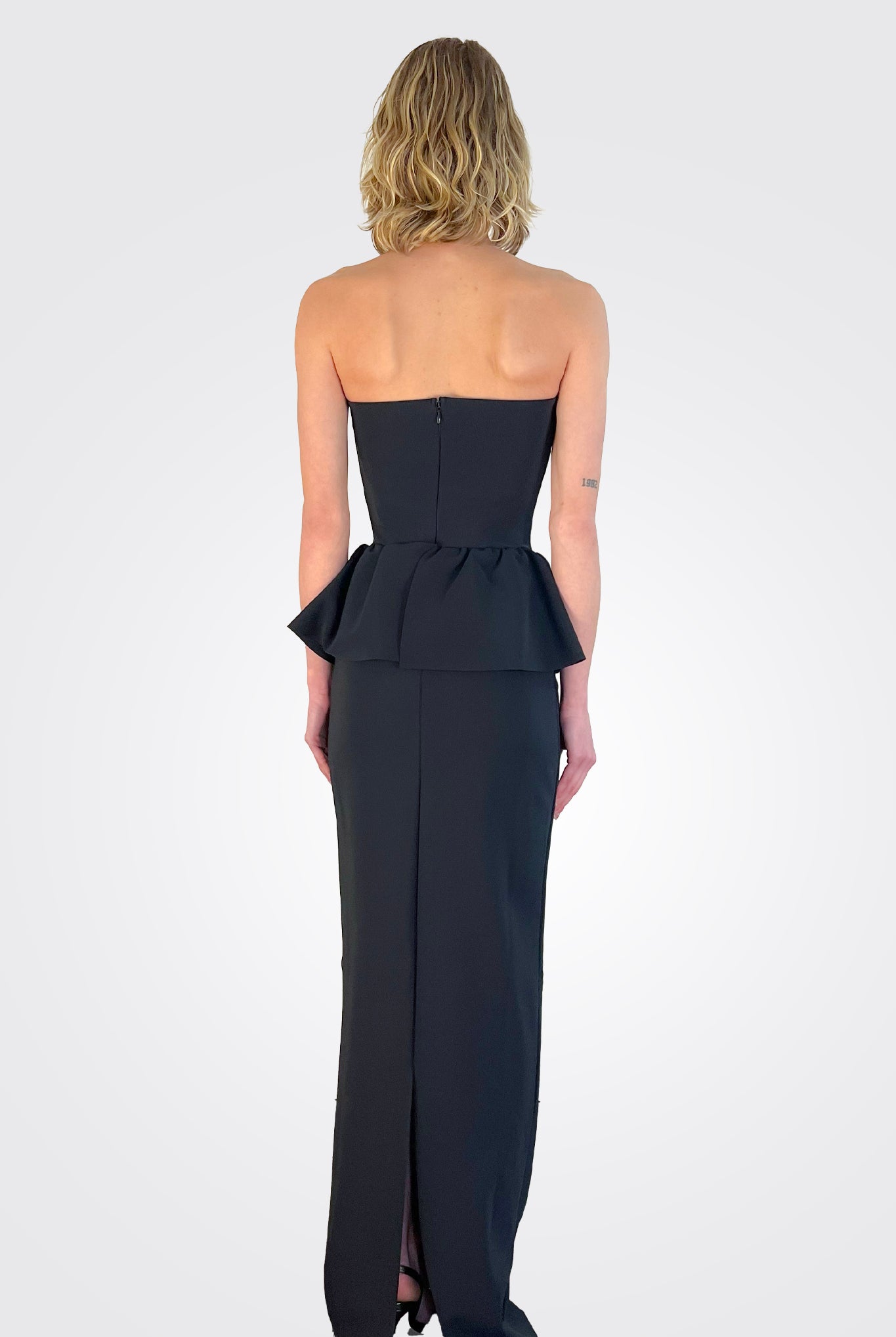 Panthea Strapless Peplum Gown - Black by Chiara Boni — alternate view