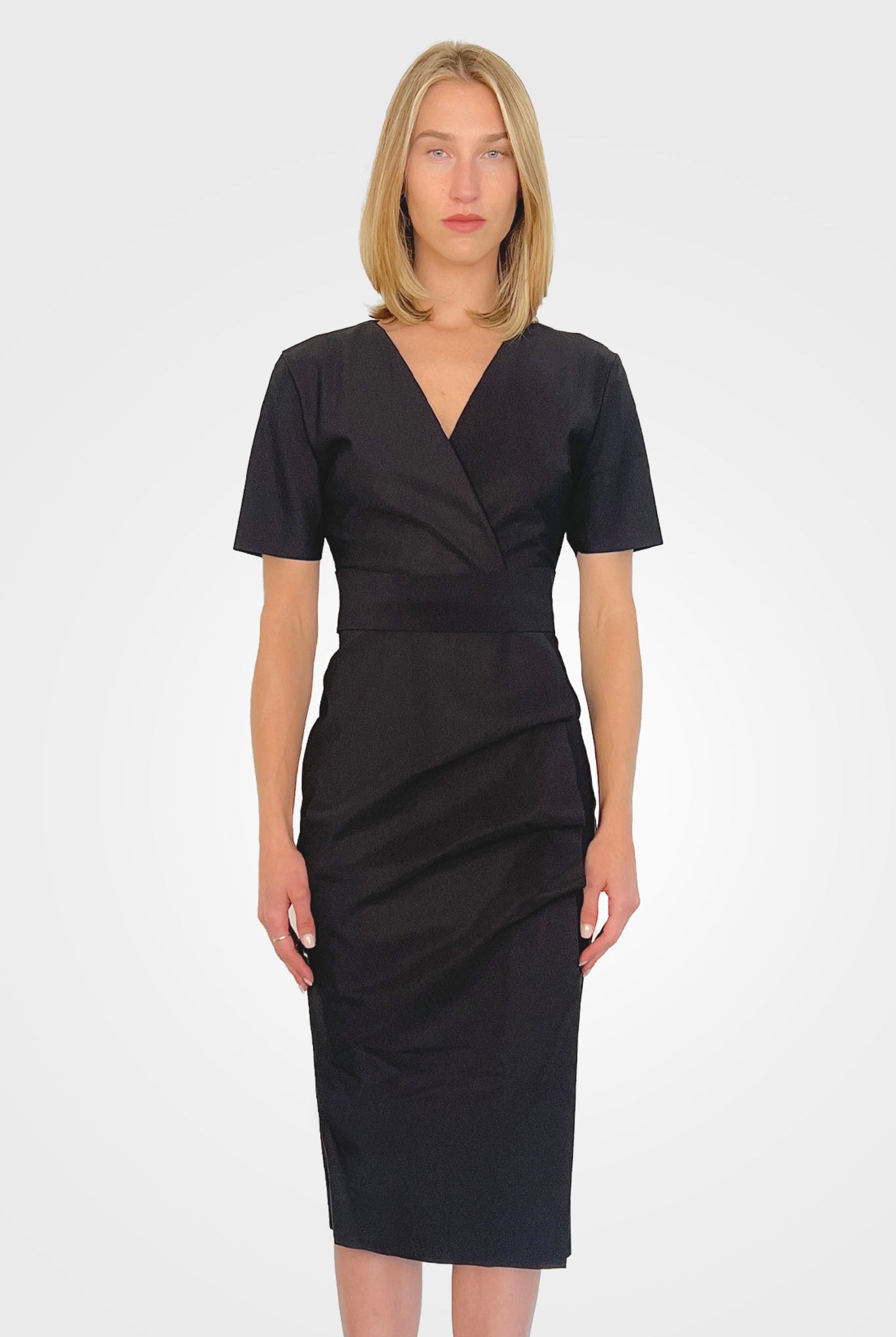 Ittig Ruffle Bodycon Midi Dress - Black by Chiara Boni — alternate view