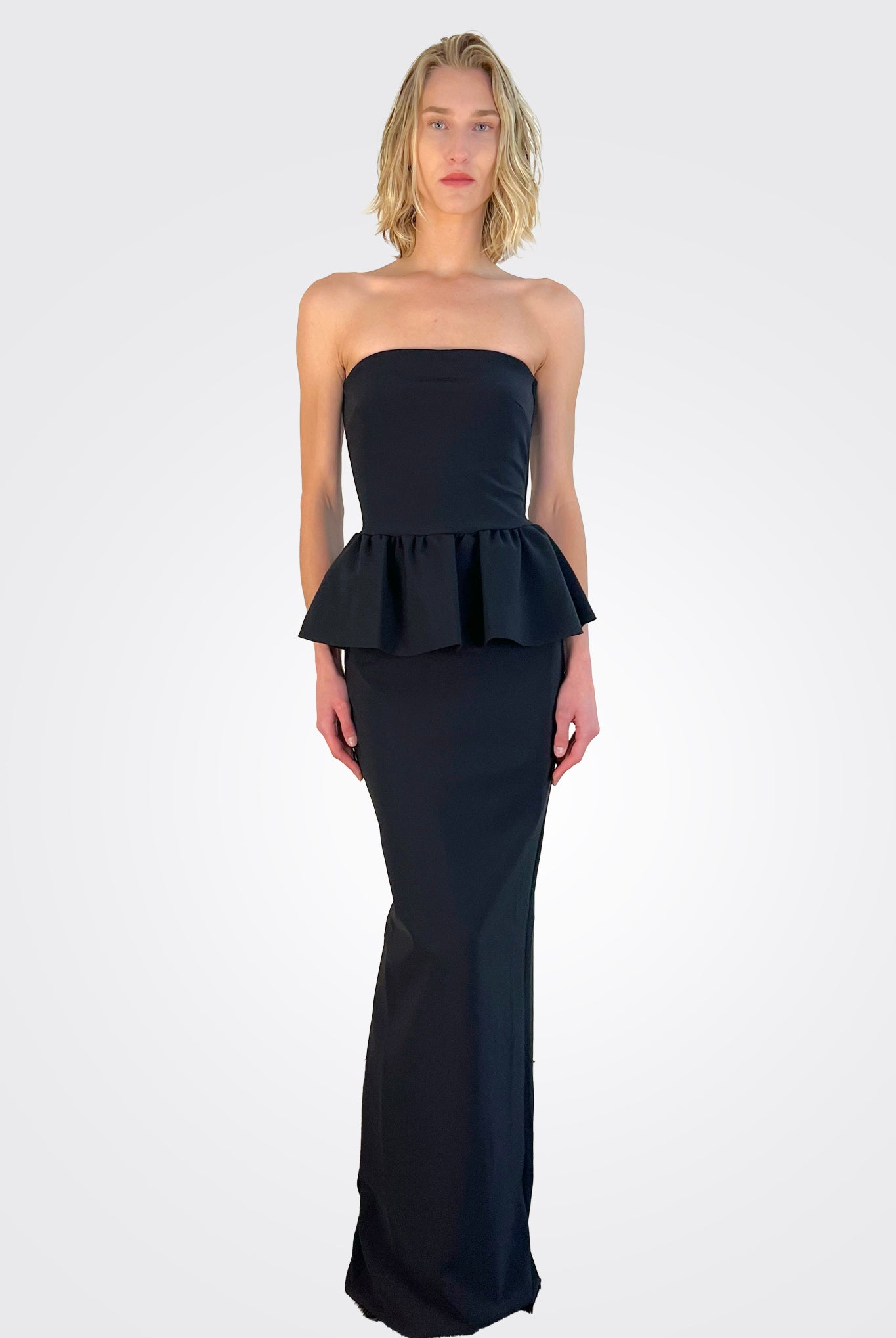 Panthea Strapless Peplum Gown - Black by Chiara Boni | 25 South Boutiques