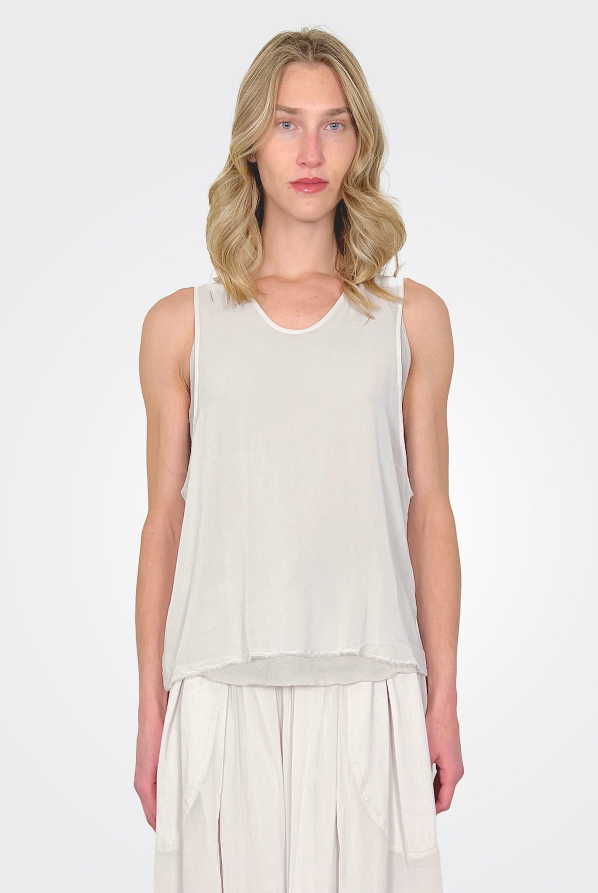 Silk Georgette Tank - Chalk by Kristensen | 25 South Boutiques