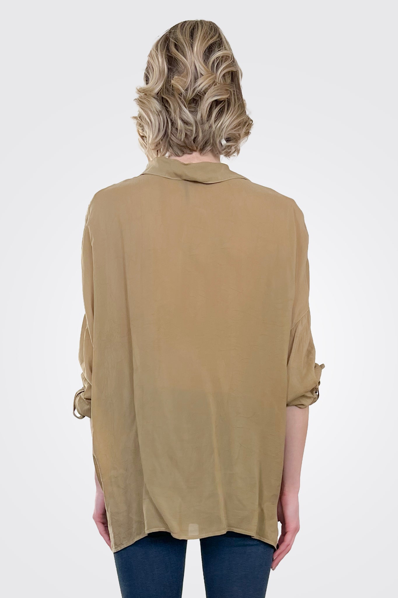 Cargo Pocket Tie Front Top - Clay by Maven West — view 3