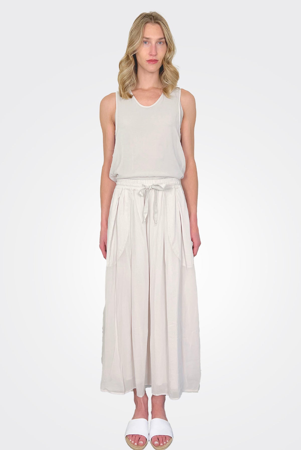 Silk Georgette Layered Skirt - Chalk by Kristensen | 25 South Boutiques