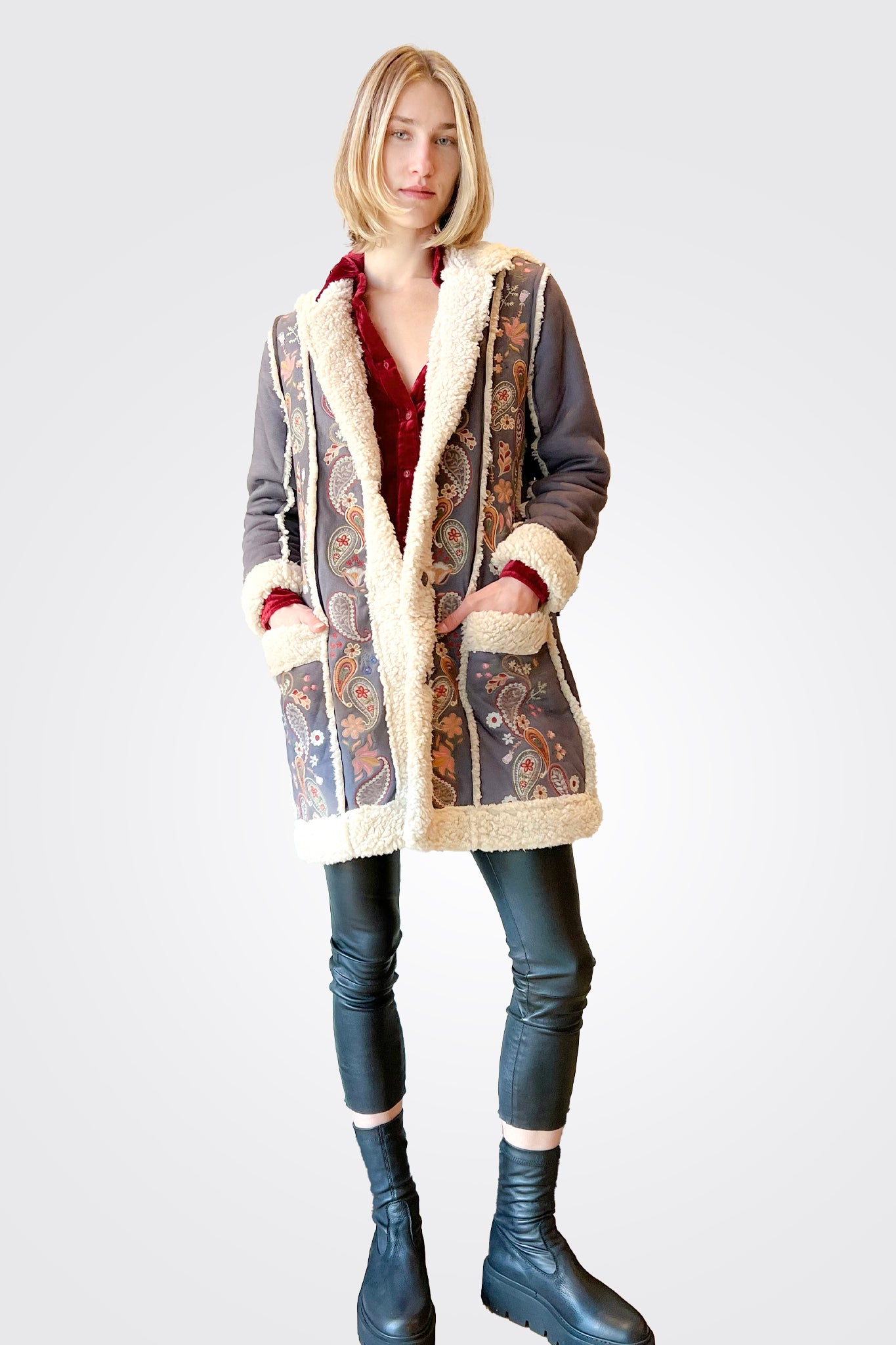 Lori Suede Sherpa Jacket - Charcoal by Johnny Was — alternate view