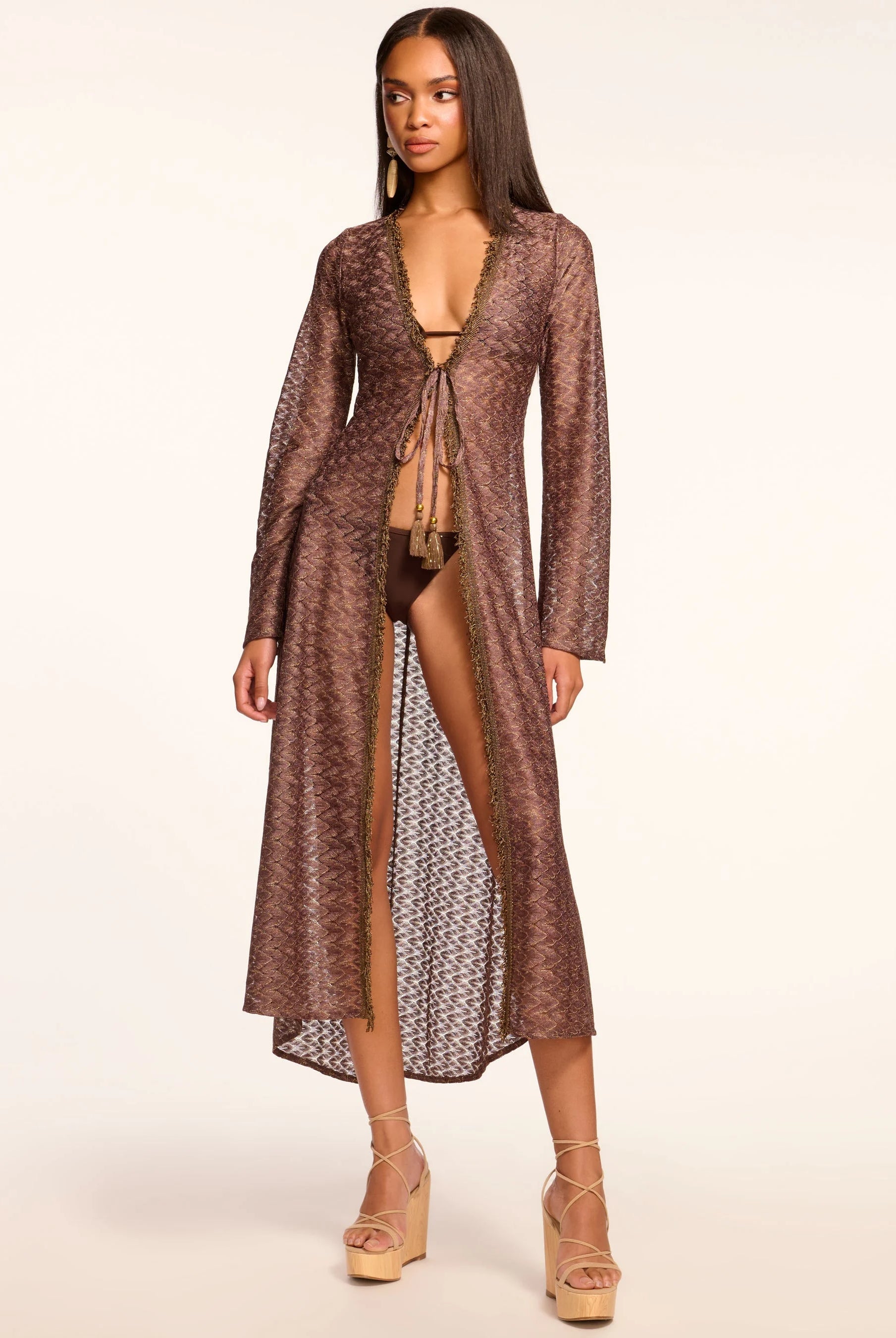 Fatima Zig Zag Coverup Dress - Bronze by Ramy Brook | 25 South Boutiques