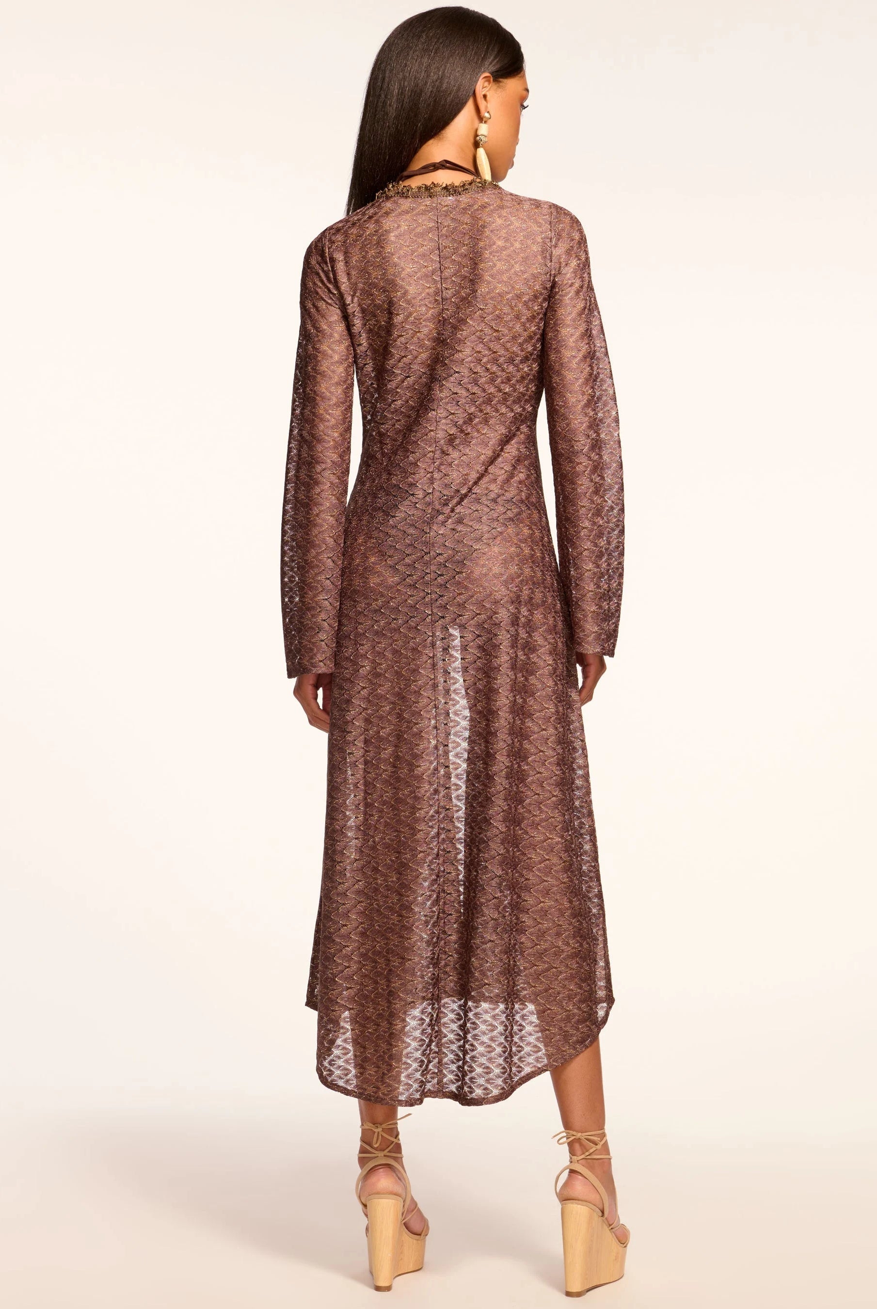 Fatima Zig Zag Coverup Dress - Bronze by Ramy Brook — view 4