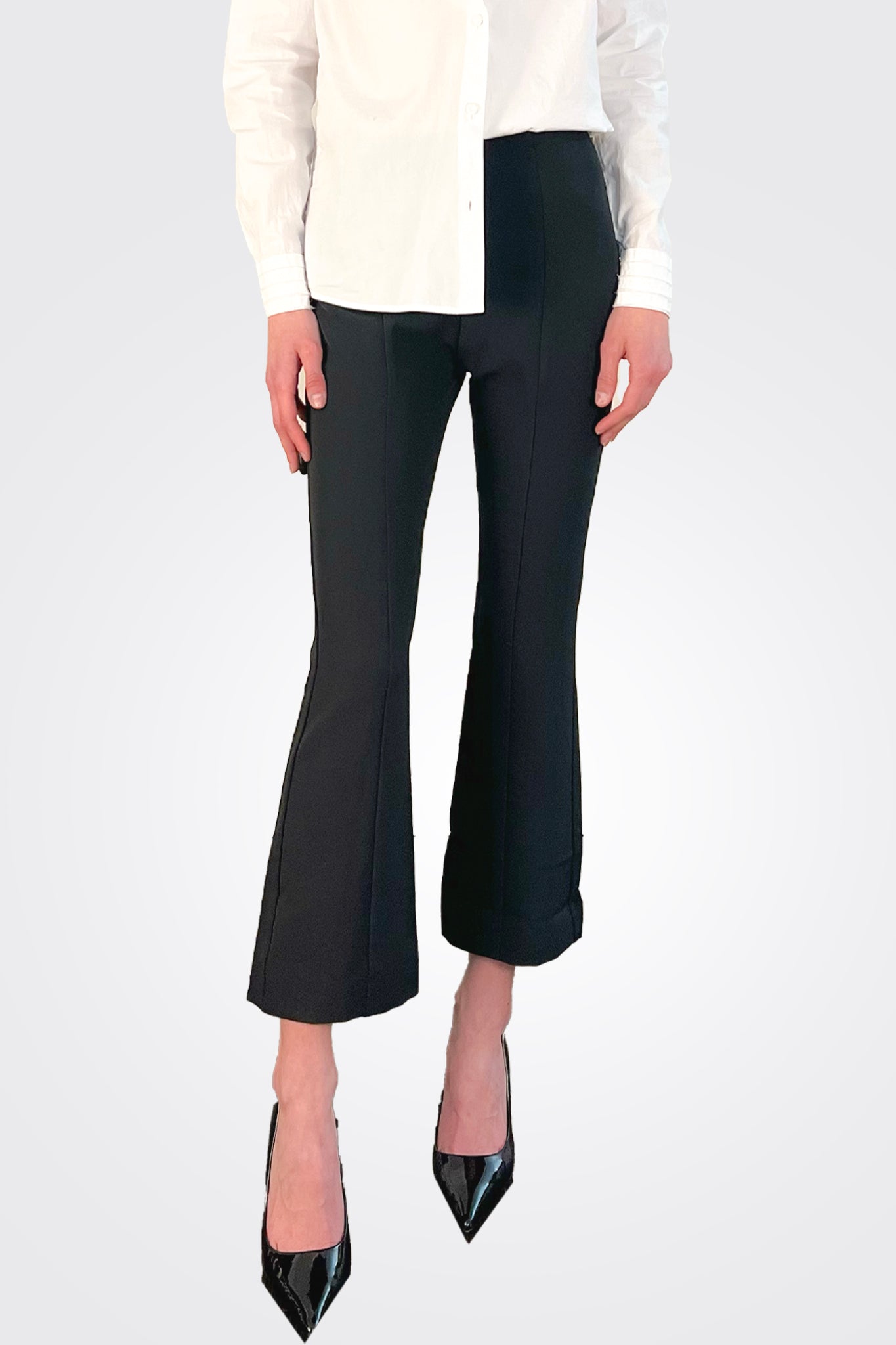 Crop Flare Trousers - Black by MeiMeij — alternate view