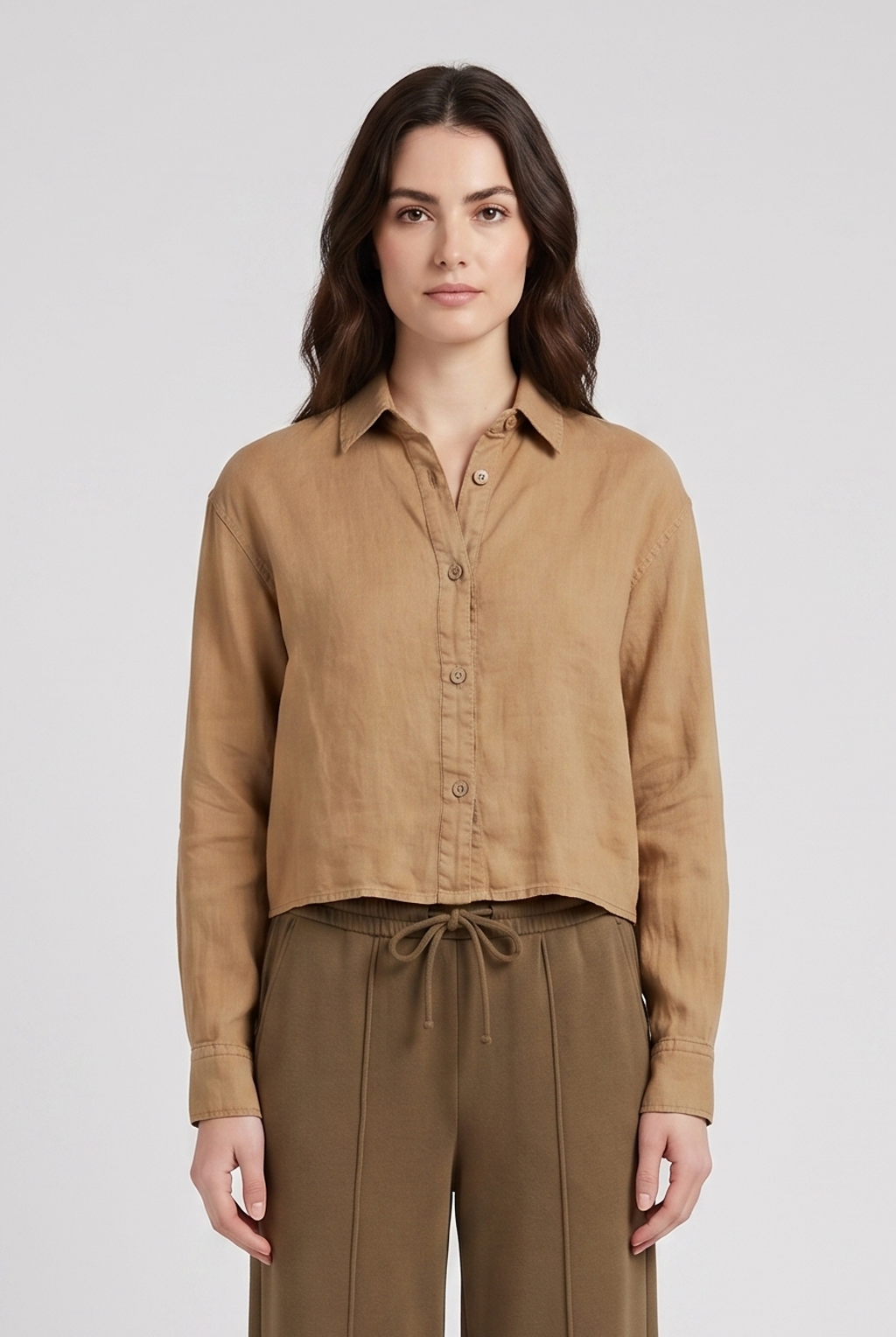 Tawhiri Cropped Shirt - Mocha by Keeling | 25 South Boutiques