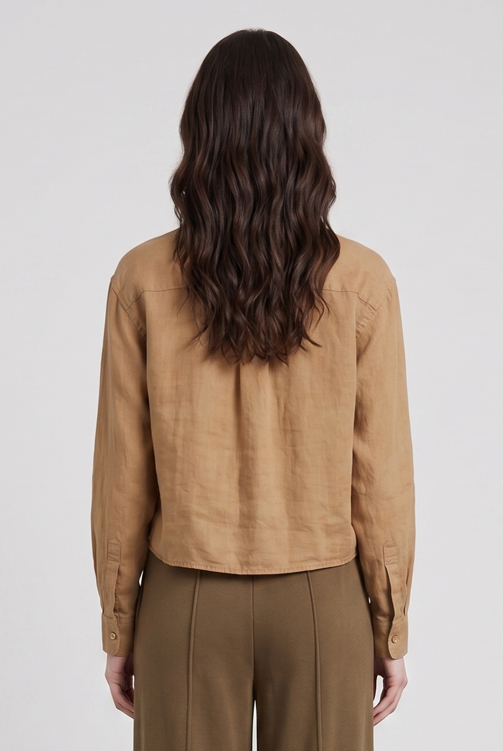 Tawhiri Cropped Shirt - Mocha by Keeling — alternate view
