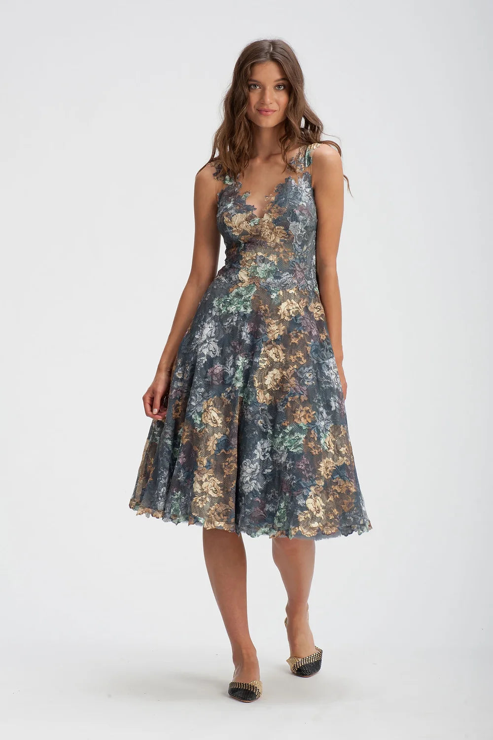 Floral Lace Tea Length Dress - Hazel Ash by Olvi's | 25 South Boutiques