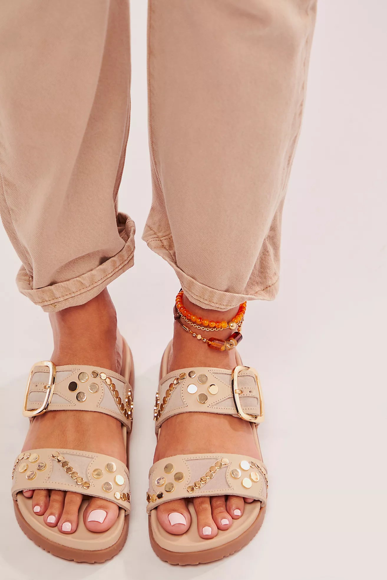Reverly Studded Sandals - Plaster by Free People — view 3