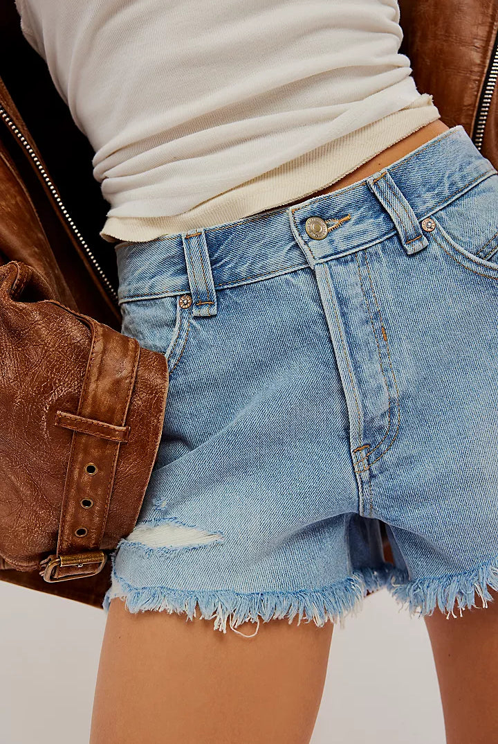 Now Or Never Denim Shorts - Moon Child by Free People — alternate view