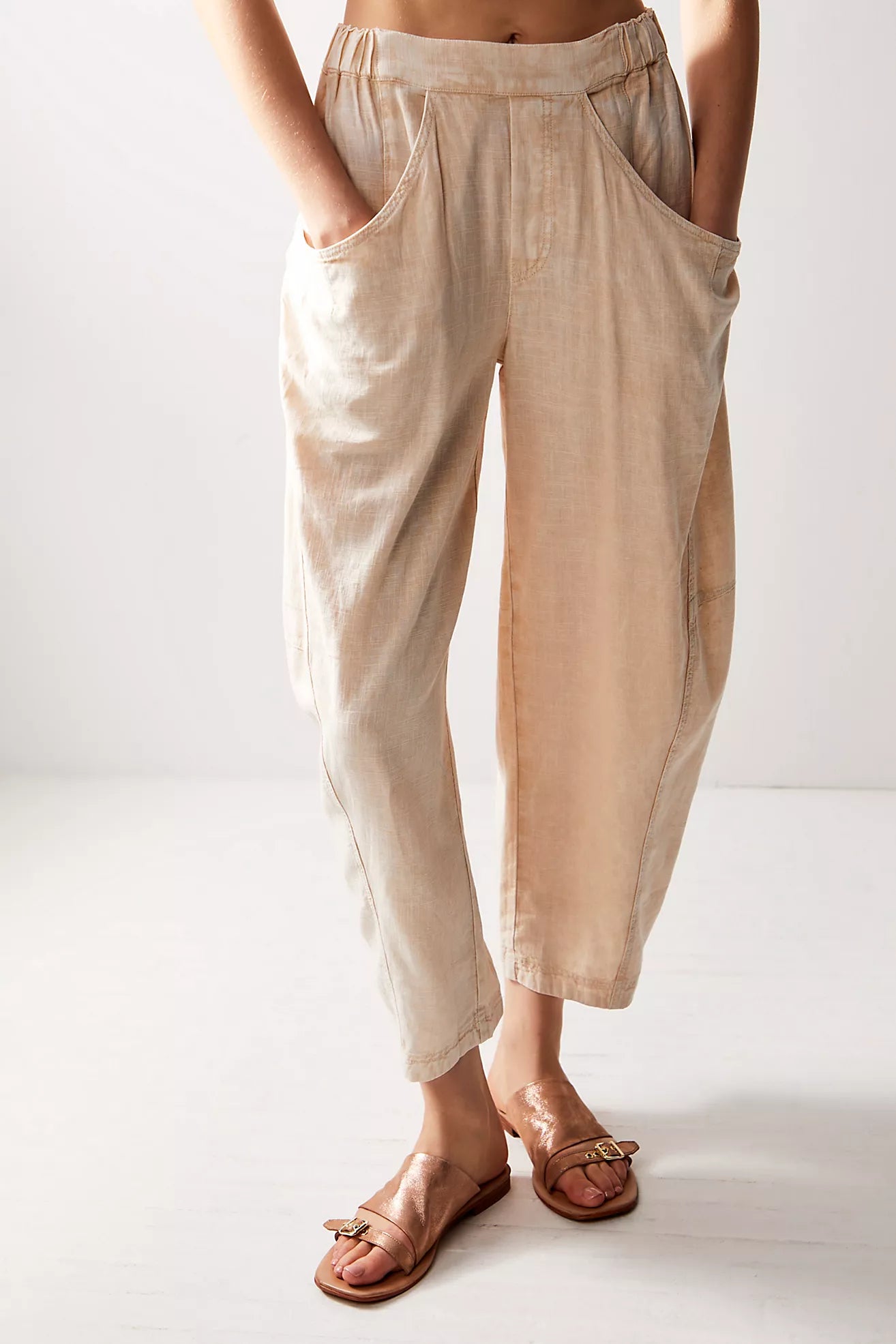 Mila Minimal Flat Sandals - Rose Gold by Free People — view 4