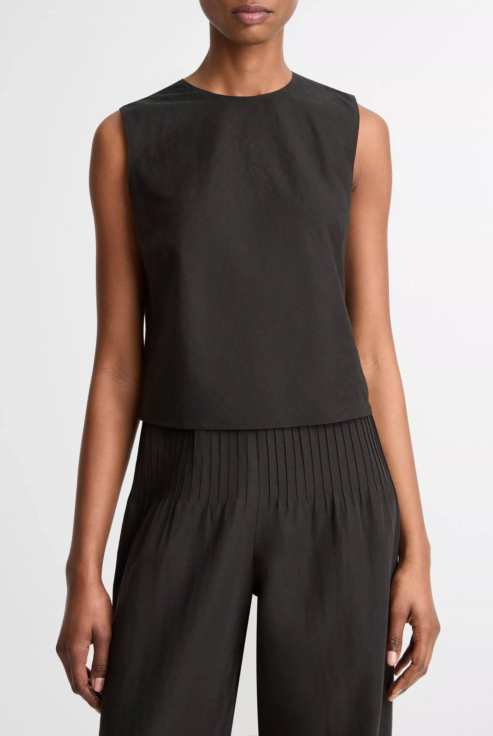 Linen Crew Neck Tank - Black by Vince | 25 South Boutiques