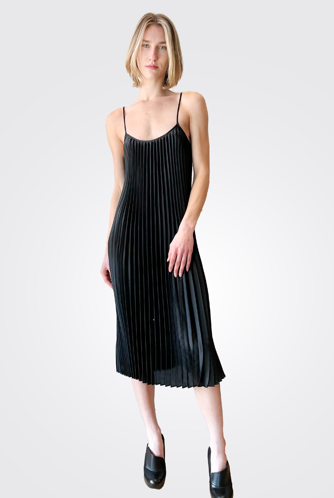 Gemma Pleated Midi Dress - Black by Johnny Was — alternate view