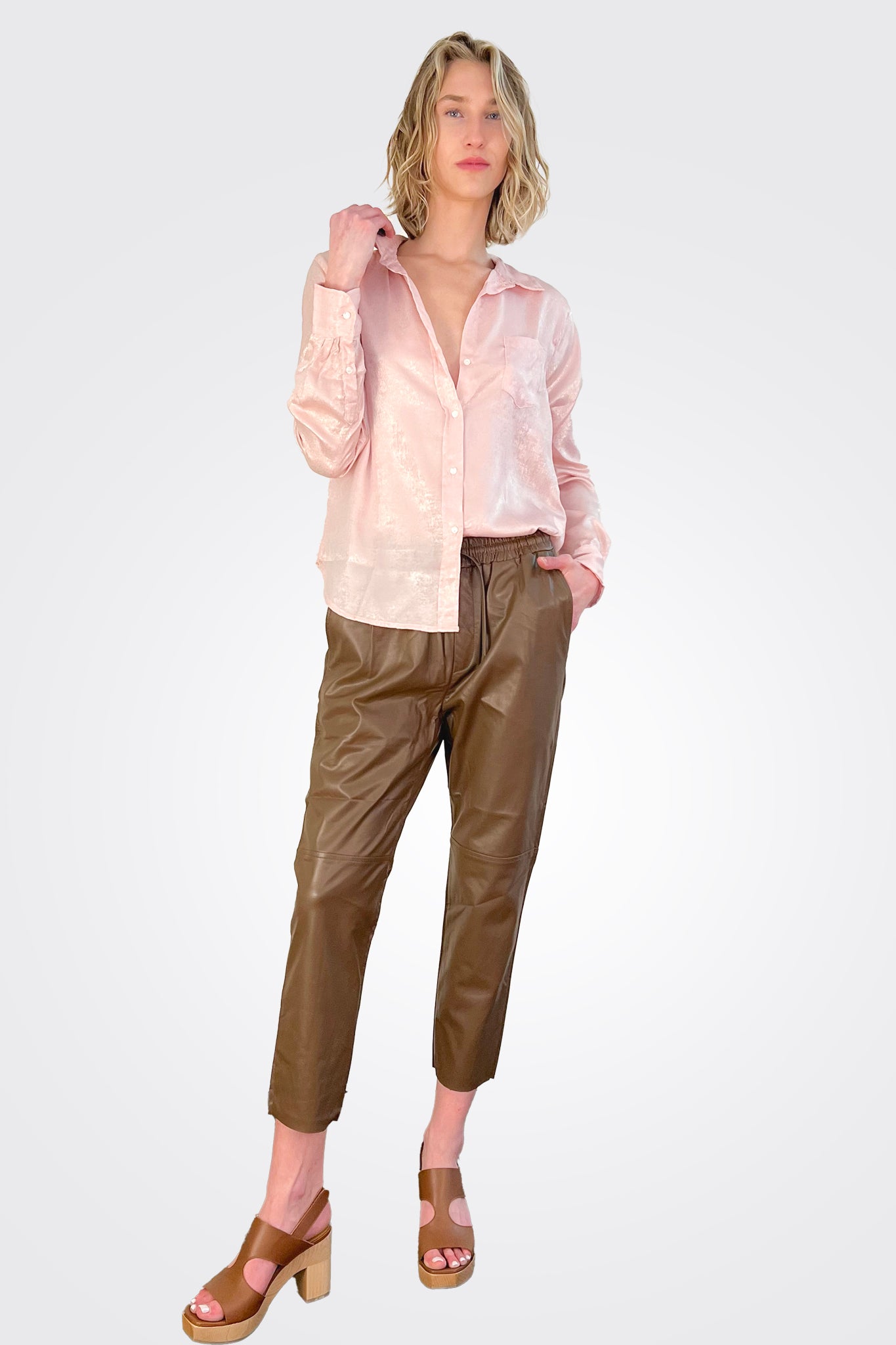Siena Shimmer Shirt - Light Pink by Dylan — view 3