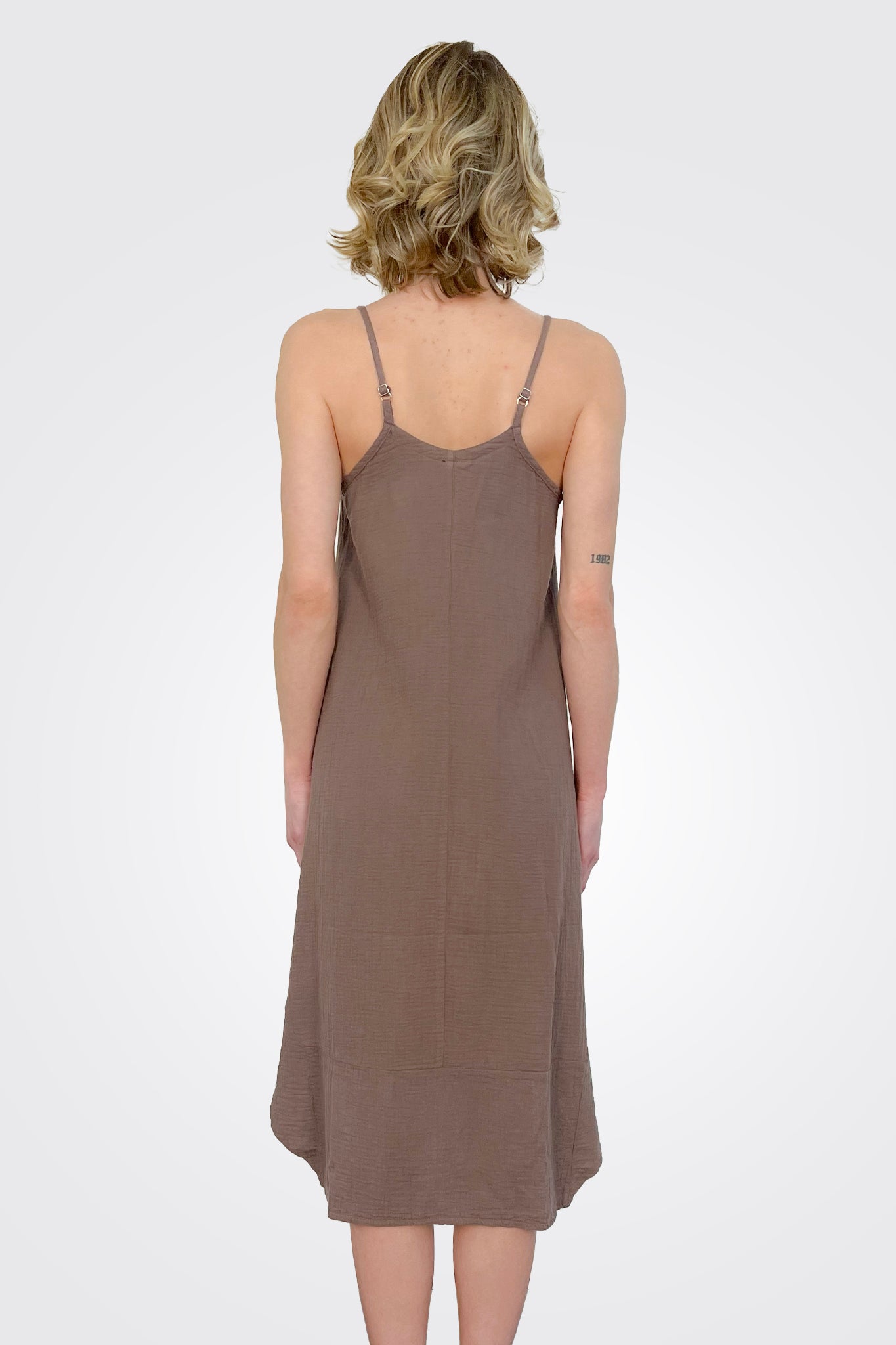 Cami V Neck Midi Handkerchief Dress - Earth by Bobi — view 3