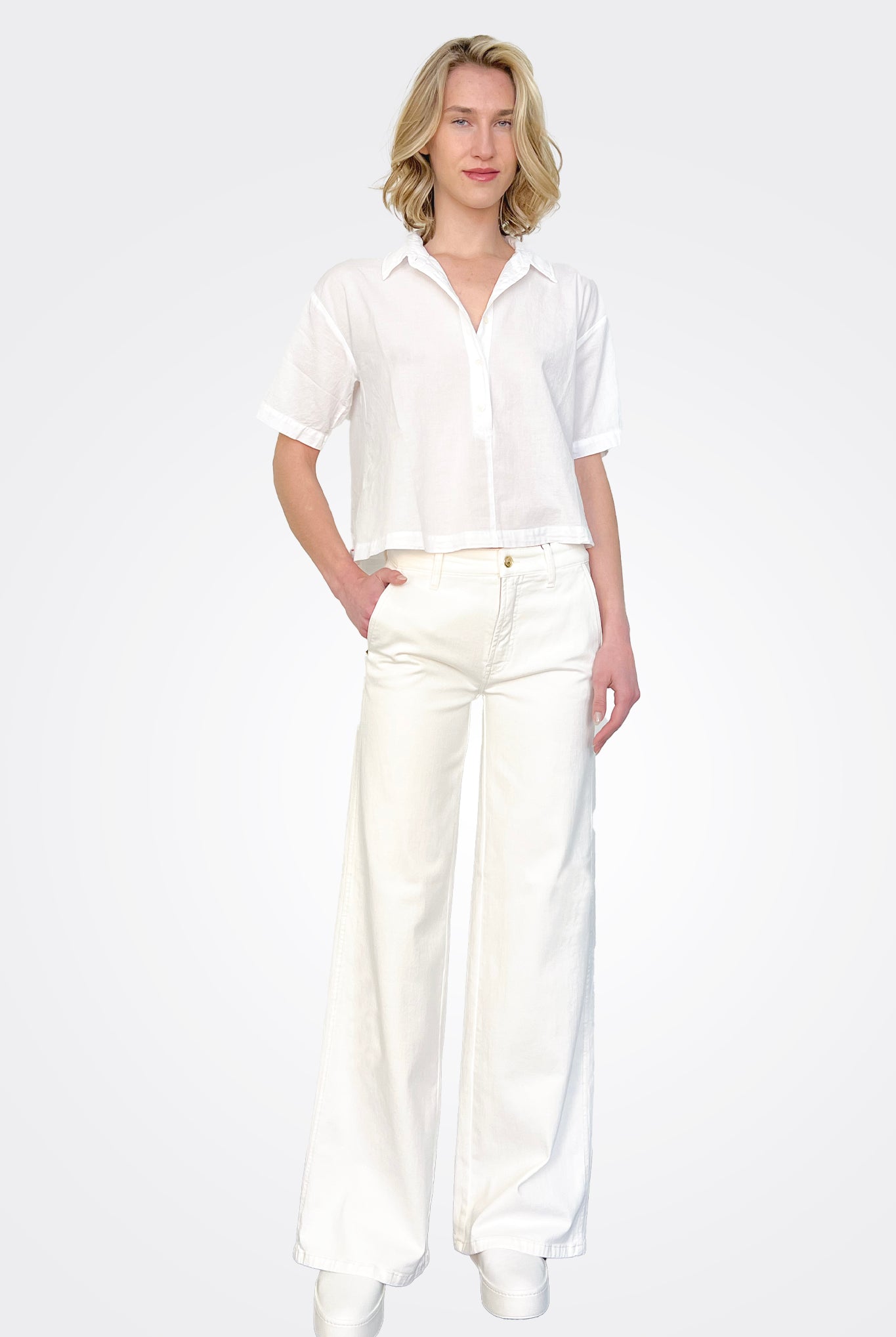 Alek Wide Jeans - Ecru by Cambio — alternate view