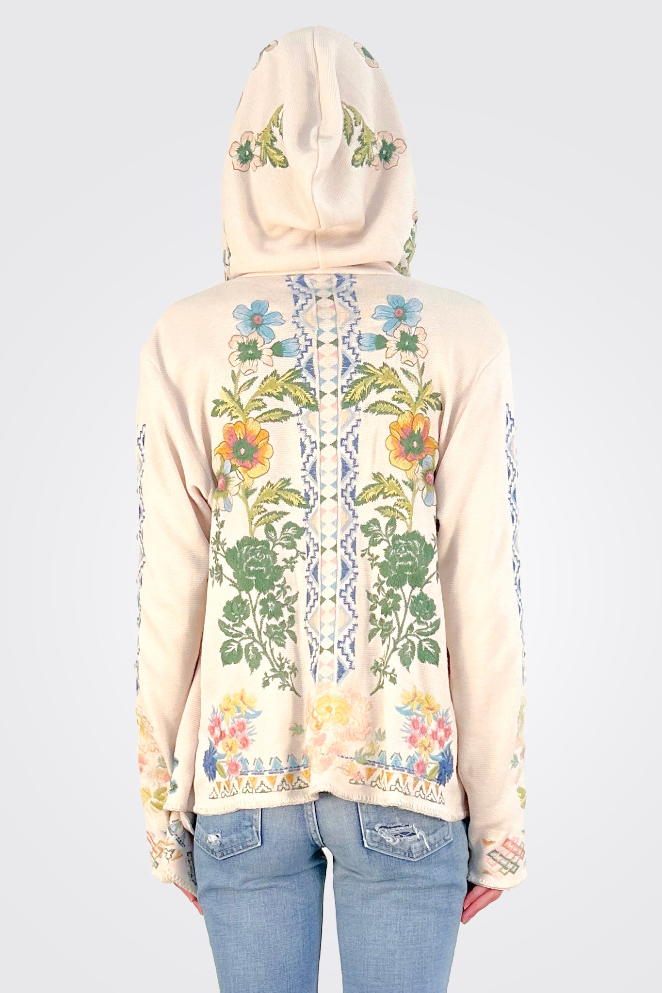 Fayetta Short Hoodie Jacket - Ecru by Johnny Was — view 3