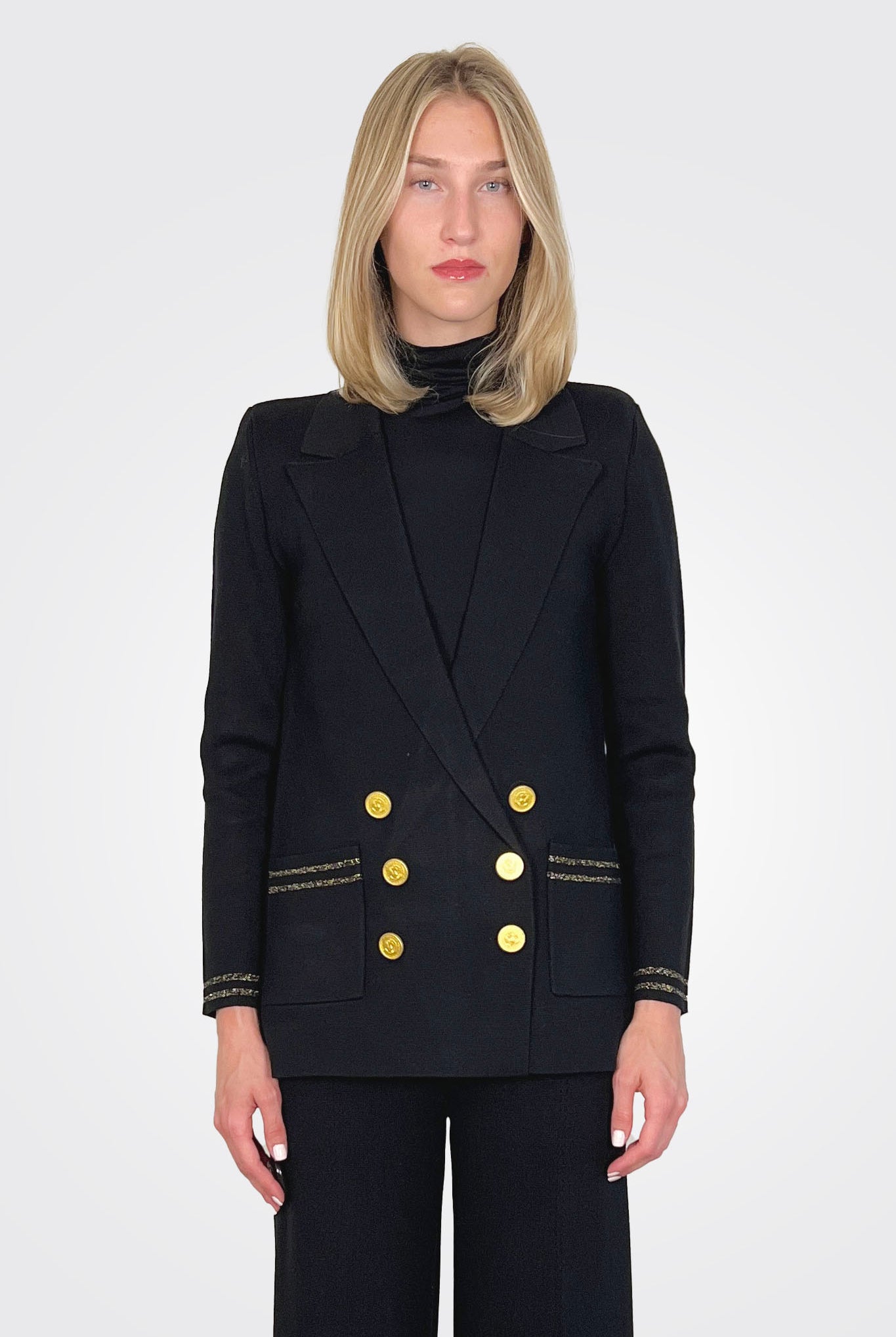 Eileen Knit Boyfriend Blazer - Black Gold by L'agence | 25 South Boutiques
