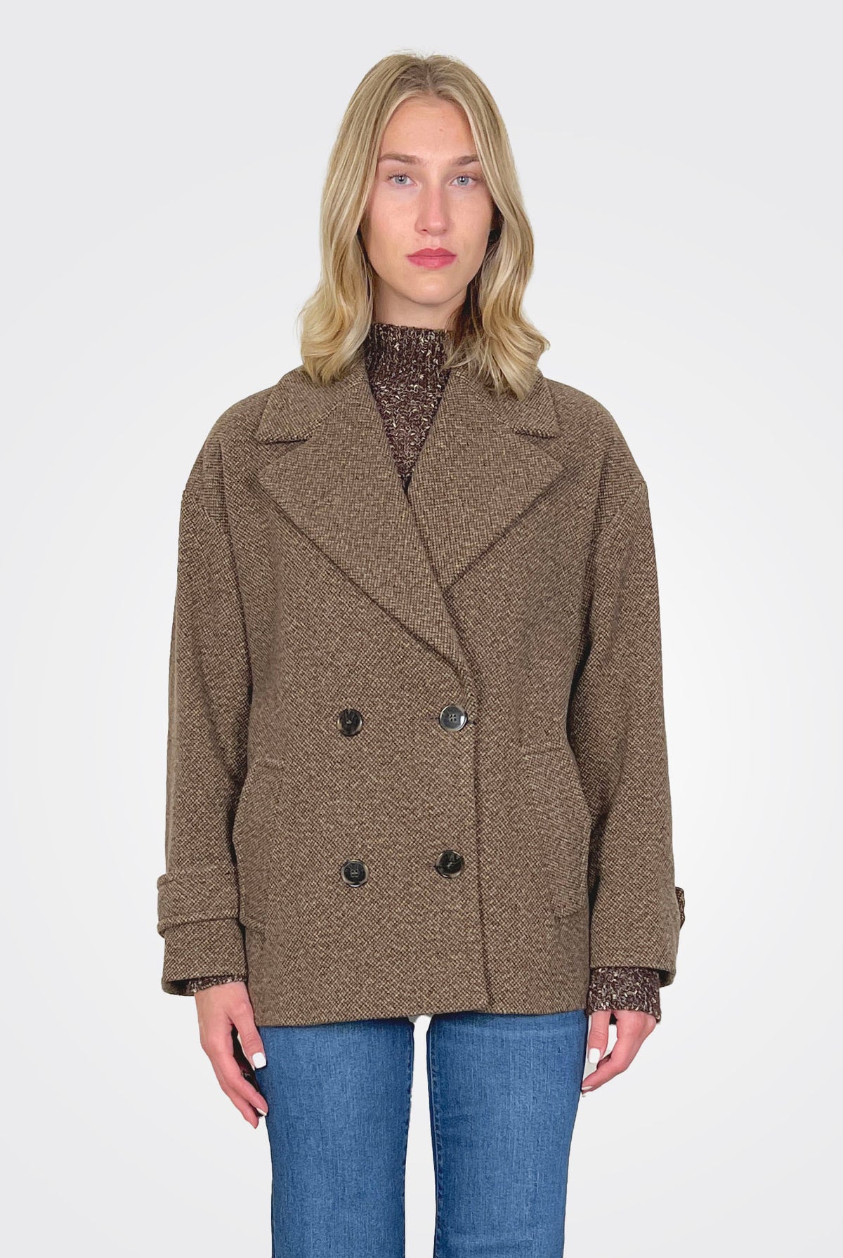 Fantino Straight-fit Wool Blend Jacket - Dark Brown by Marella | 25 South Boutiques