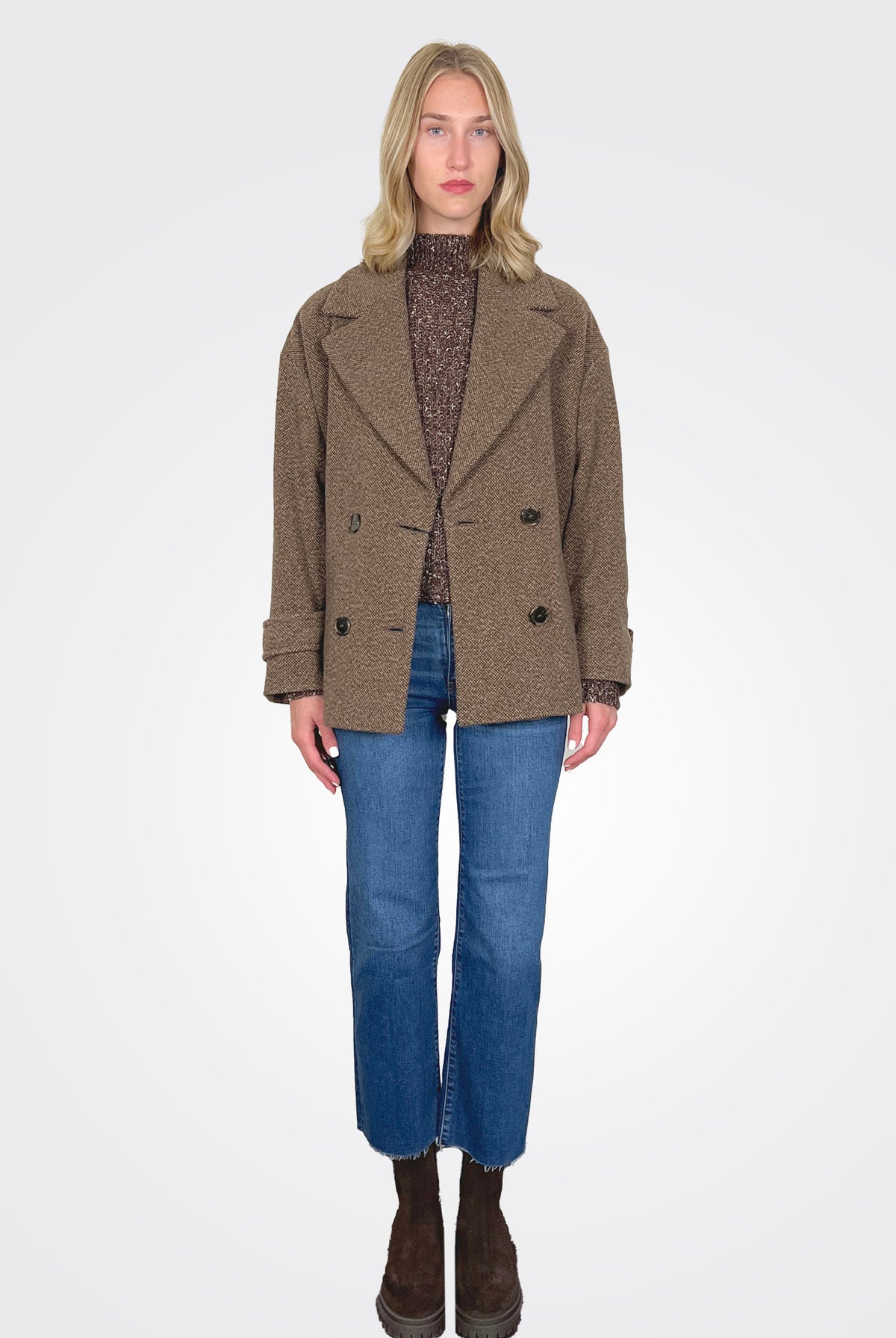 Fantino Straight-fit Wool Blend Jacket - Dark Brown by Marella — alternate view