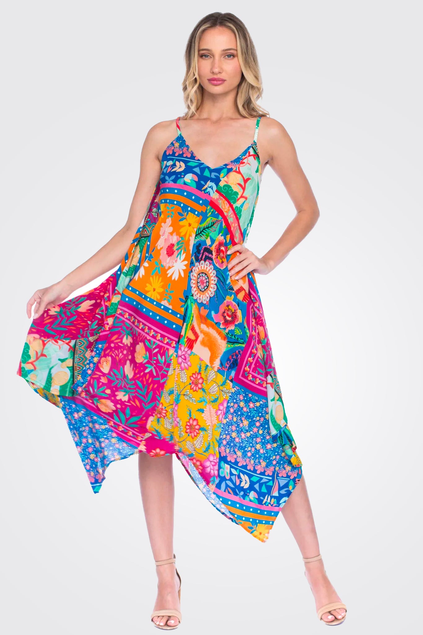 Silk Drew Dress - Fiesta by Tolani — alternate view