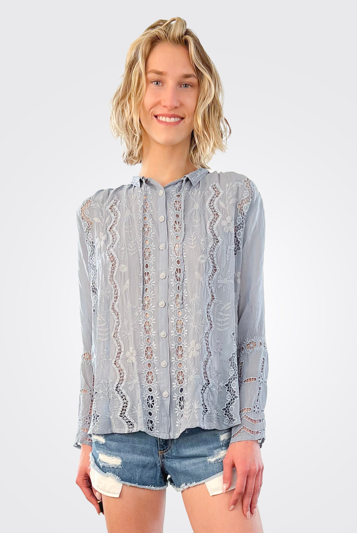 Irini Blouse - Fog by Johnny Was — alternate view