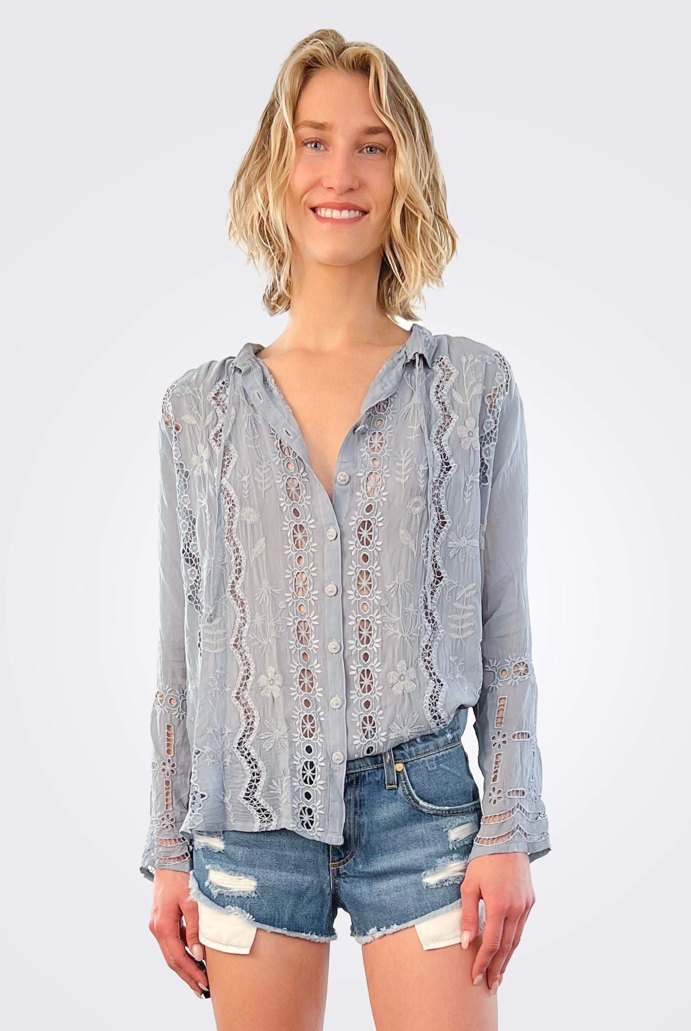 Irini Blouse - Fog by Johnny Was | 25 South Boutiques