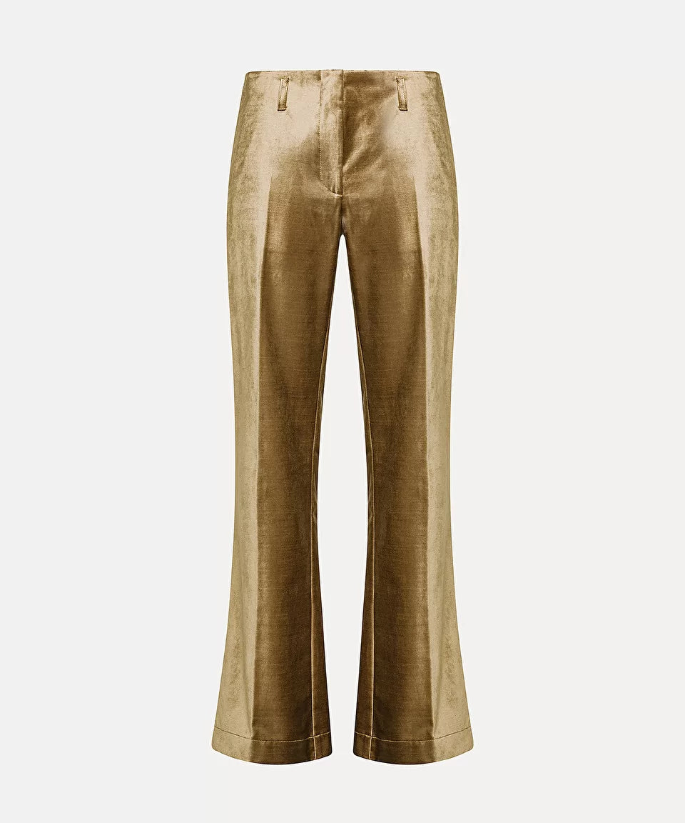 Stretchy Velvet Flared Trousers - Gold by Forte Forte — view 5