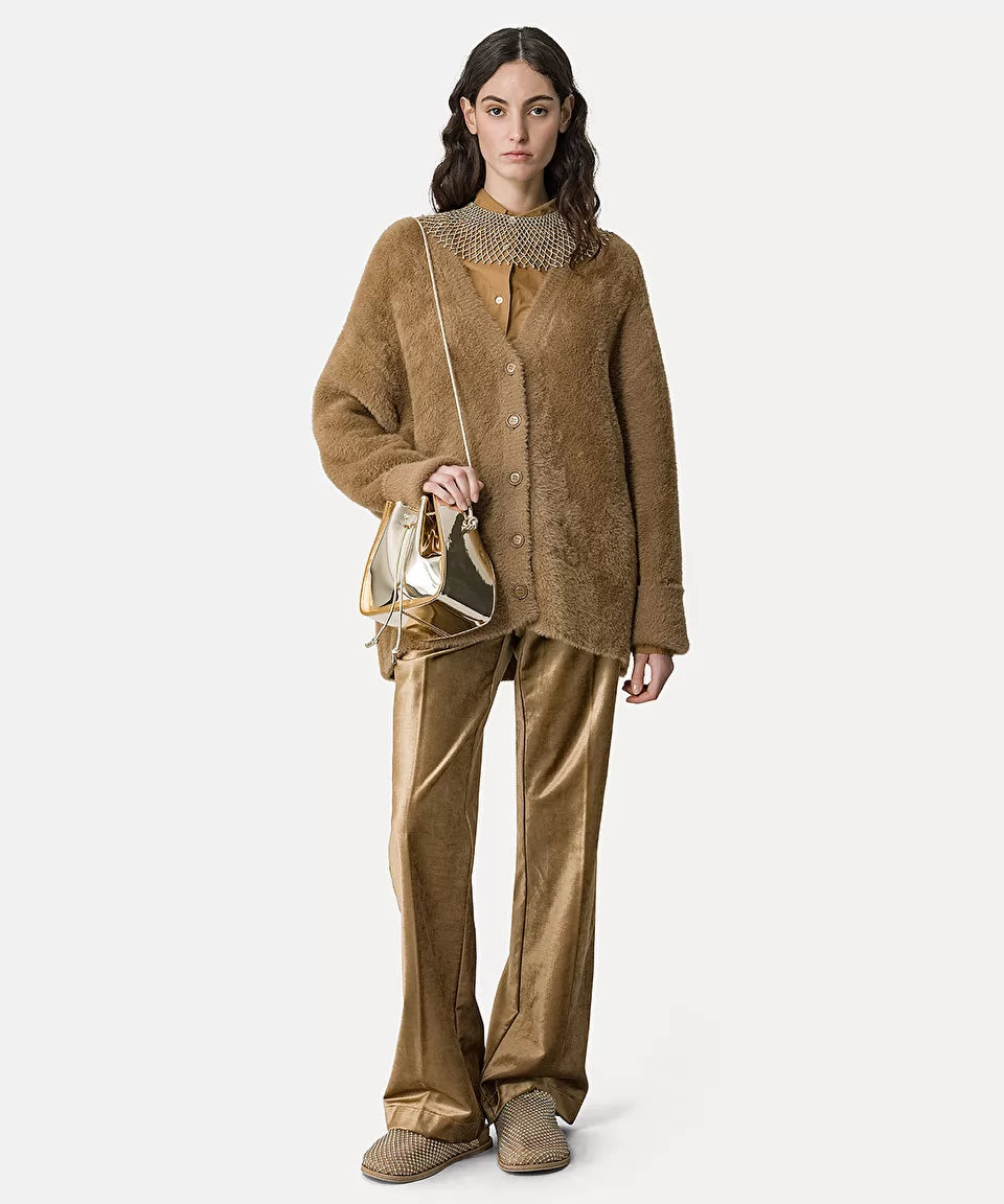Stretchy Velvet Flared Trousers - Gold by Forte Forte — alternate view