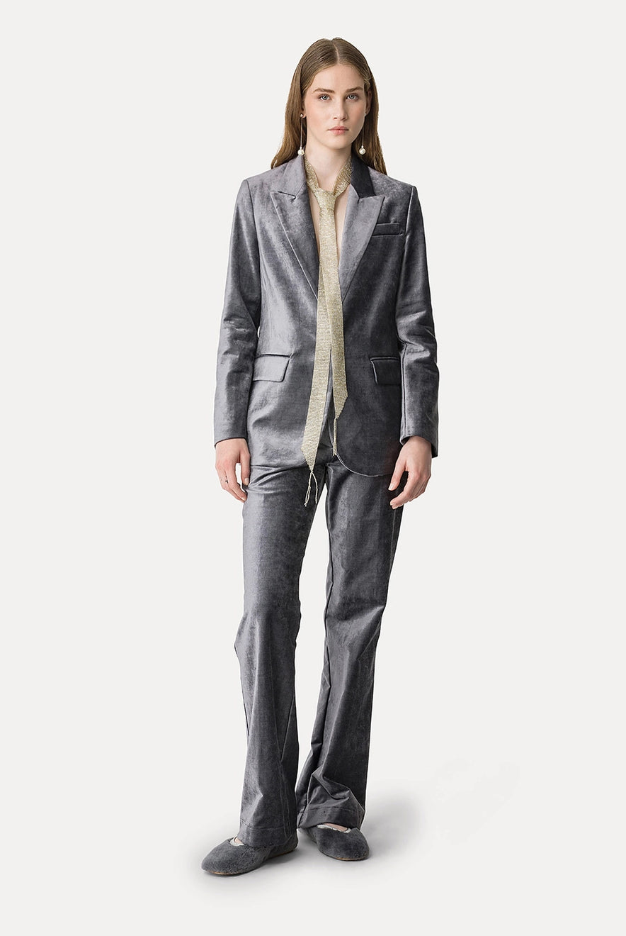 Flared Stretch Velvet Trousers - Stone by Forte Forte | 25 South Boutiques