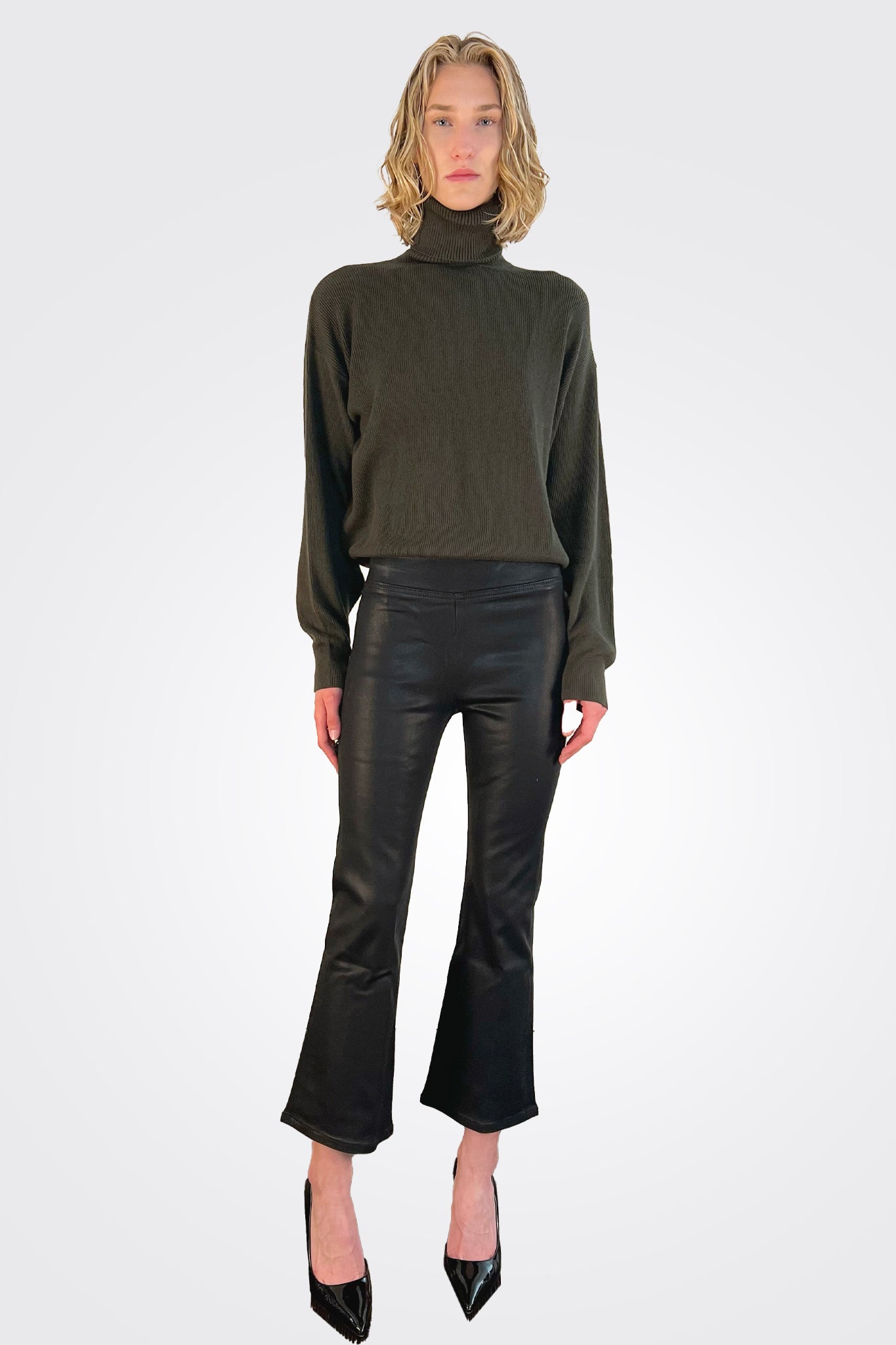 Jetset High Waist Crop Trousers - Noir Coated by Frame | 25 South Boutiques