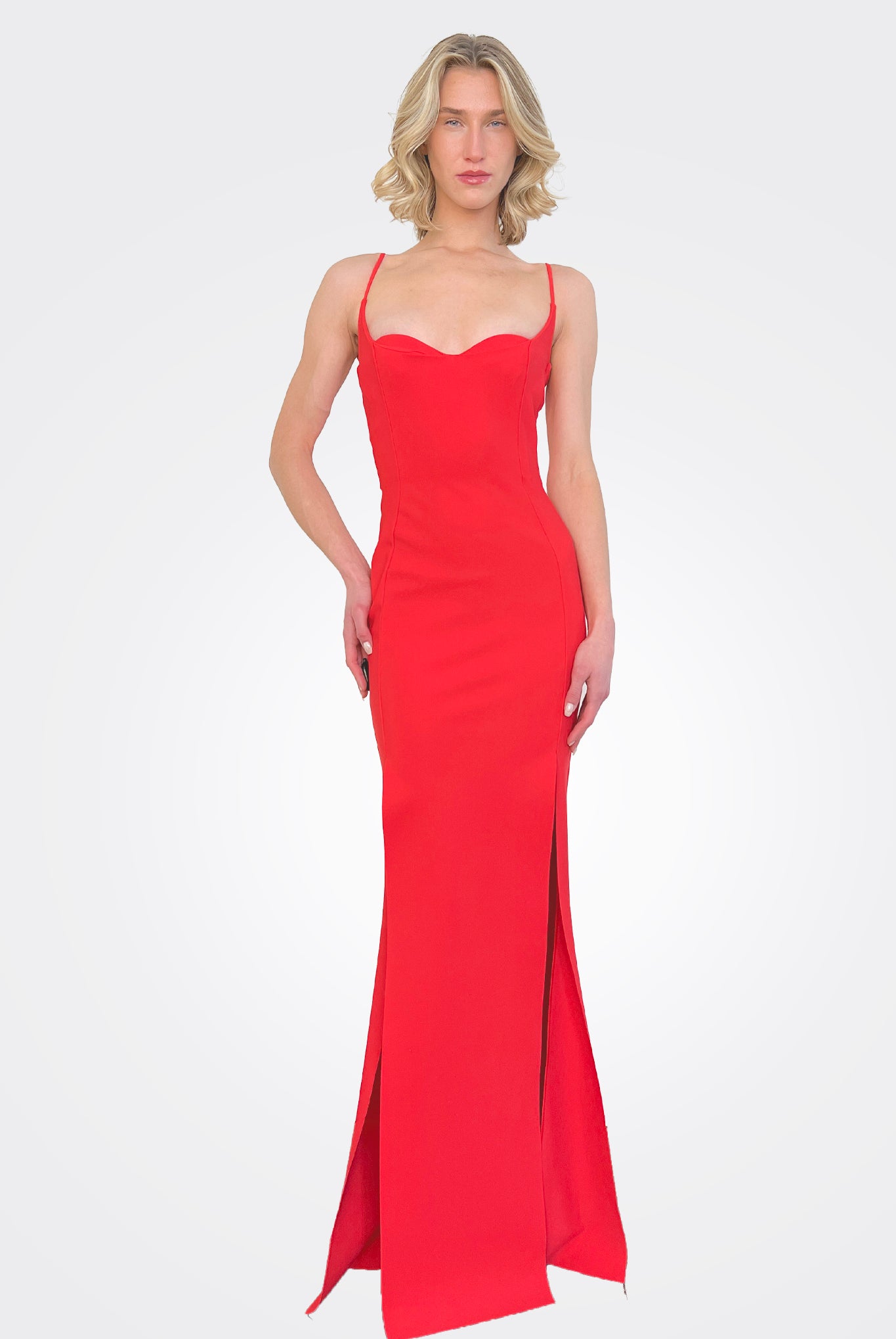 Youssef Long Gown - Geranium by Chiara Boni — view 4