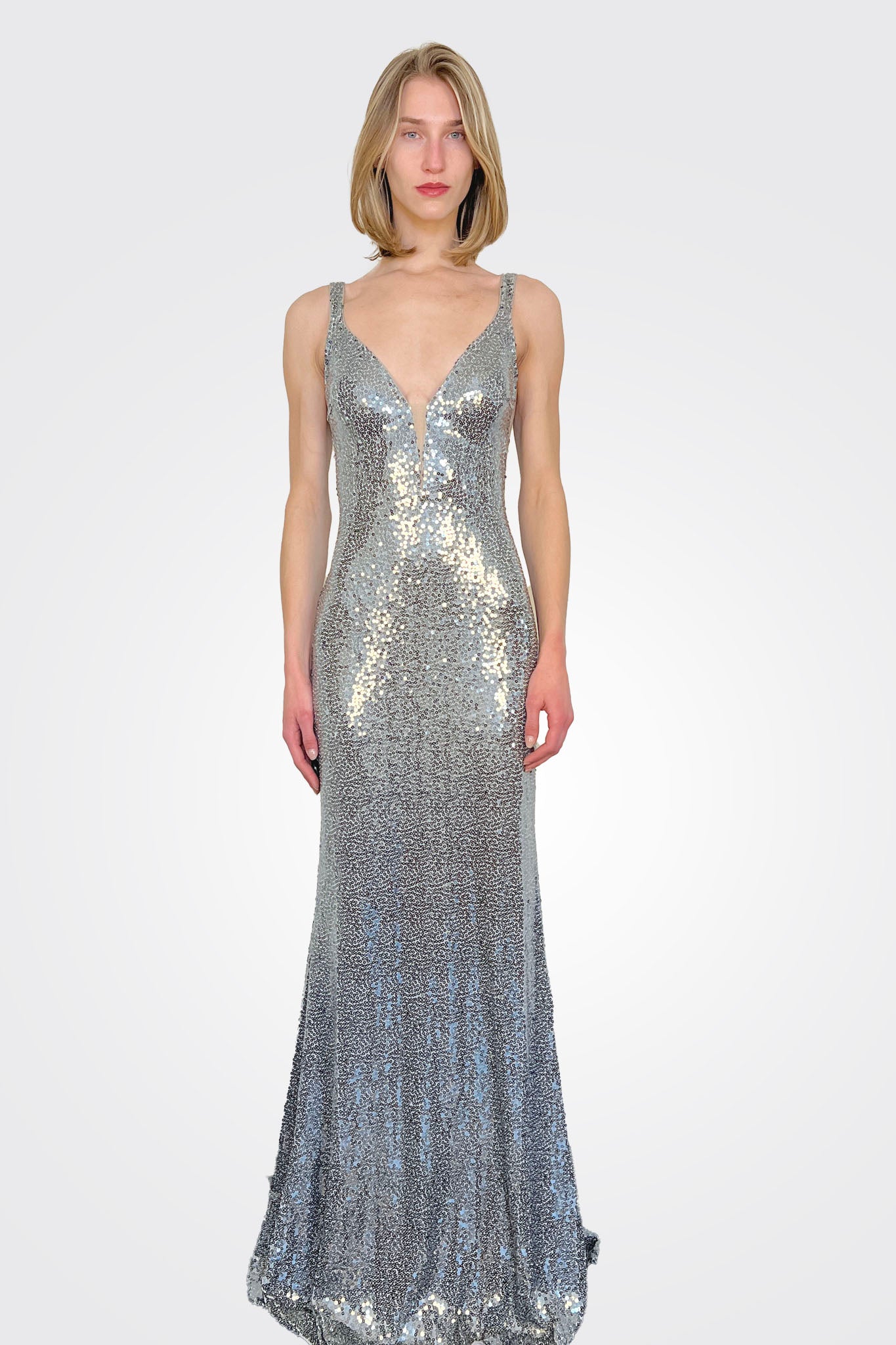 Fitted Sequin Gown - Gunmetal by Jovani | 25 South Boutiques