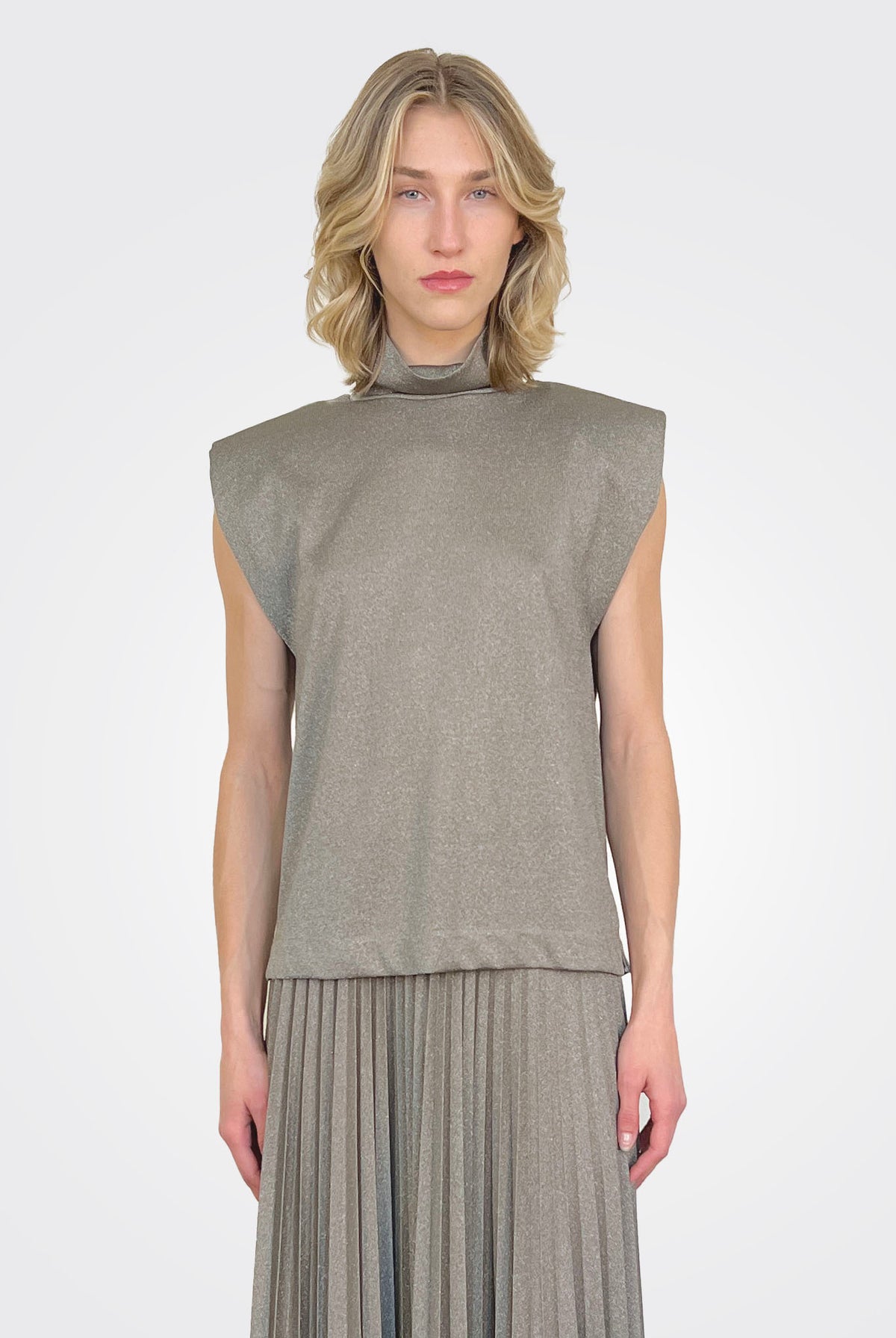 Lurex Jersey Top - Verde Green Pepper by Liviana Conti | 25 South Boutiques