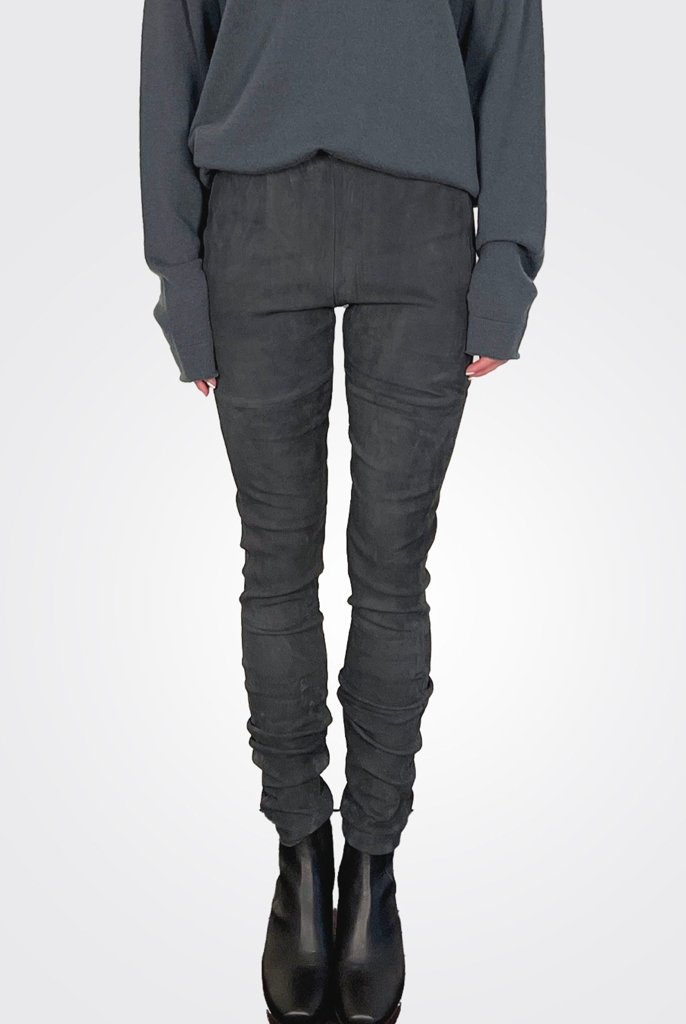 Suede Stretch Leggings - Graphite by Kristensen — alternate view