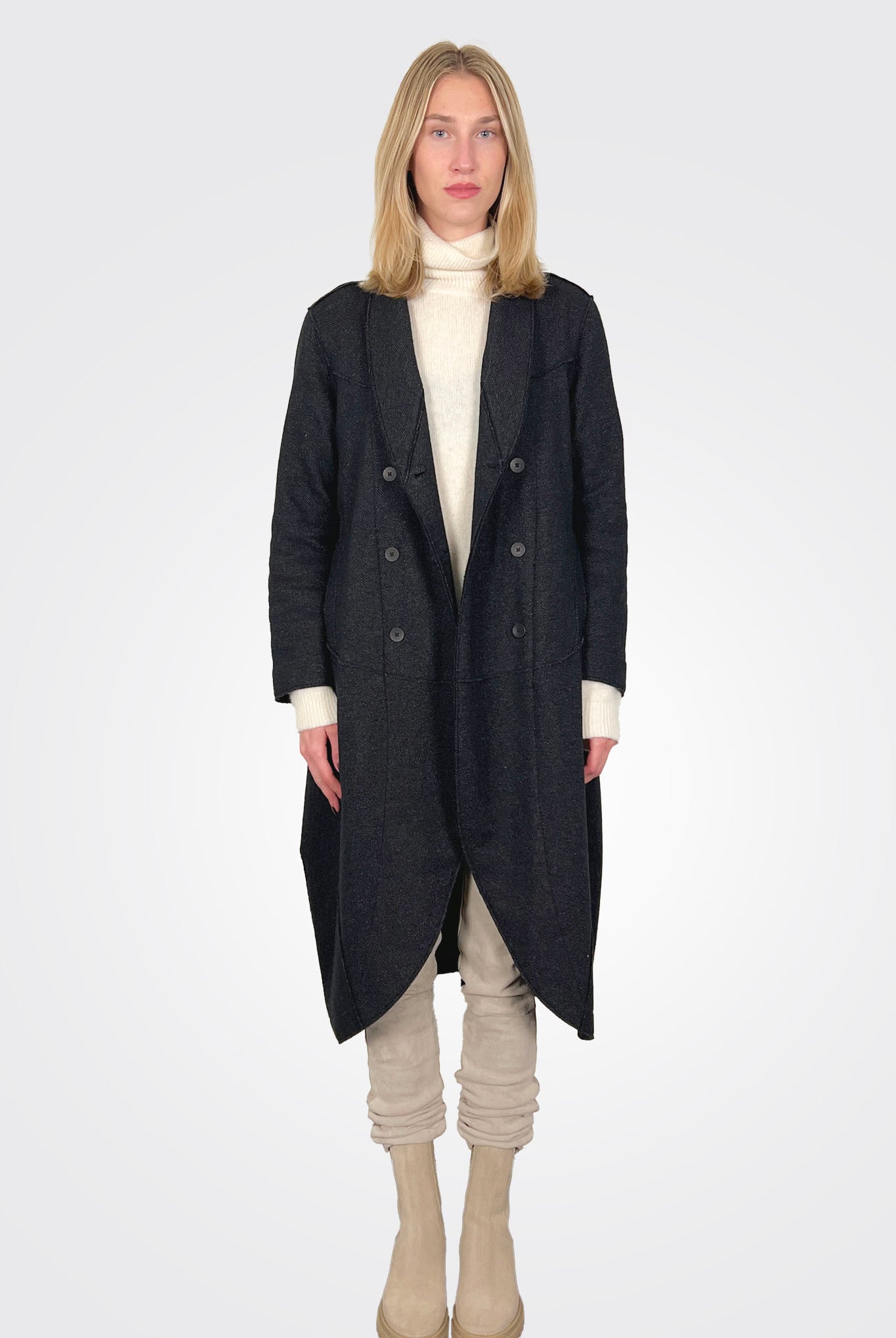 Oversize Double Breasted Long Coat - Grey Pattern by Transit Par-Such | 25 South Boutiques