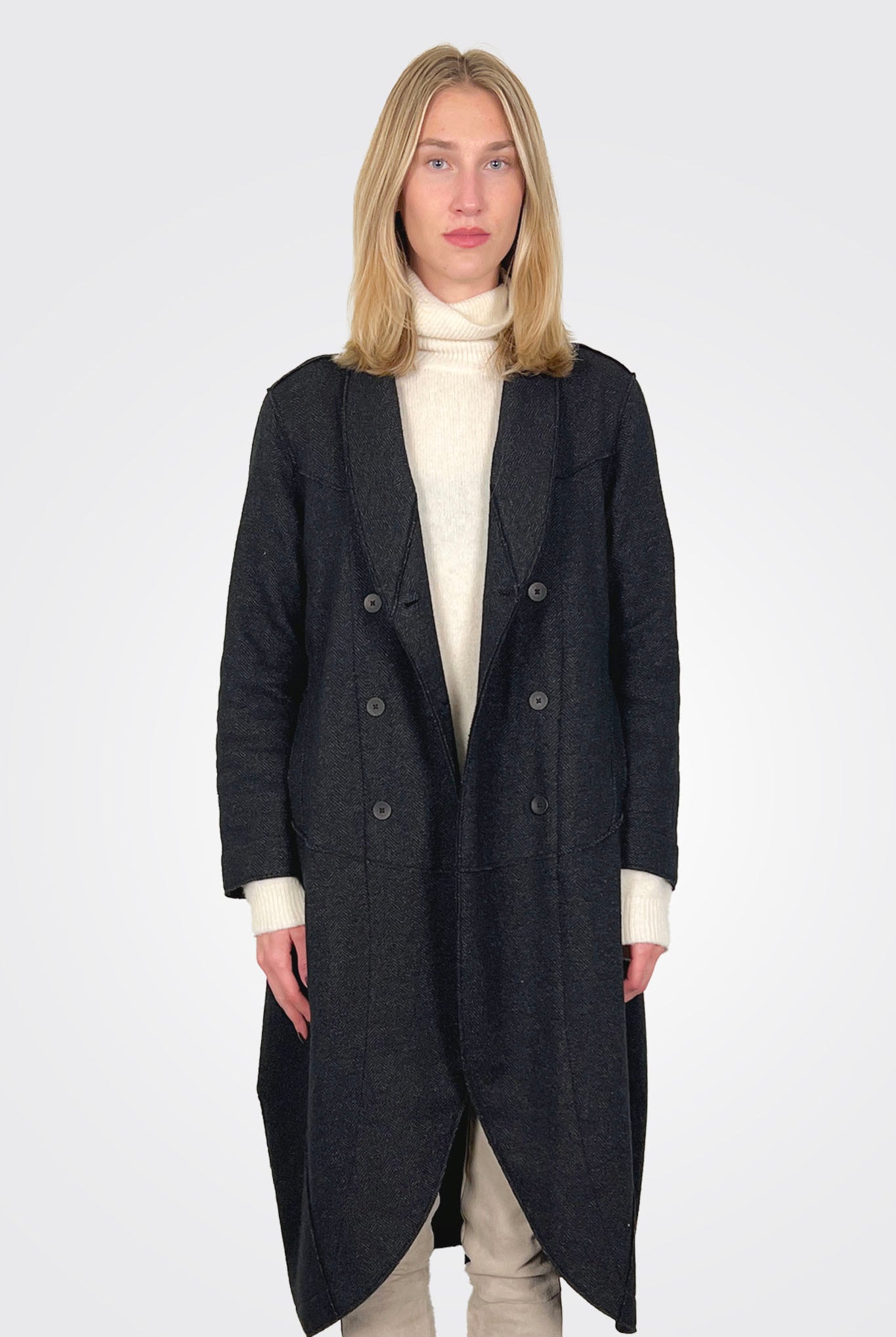 Oversize Double Breasted Long Coat - Grey Pattern by Transit Par-Such — alternate view