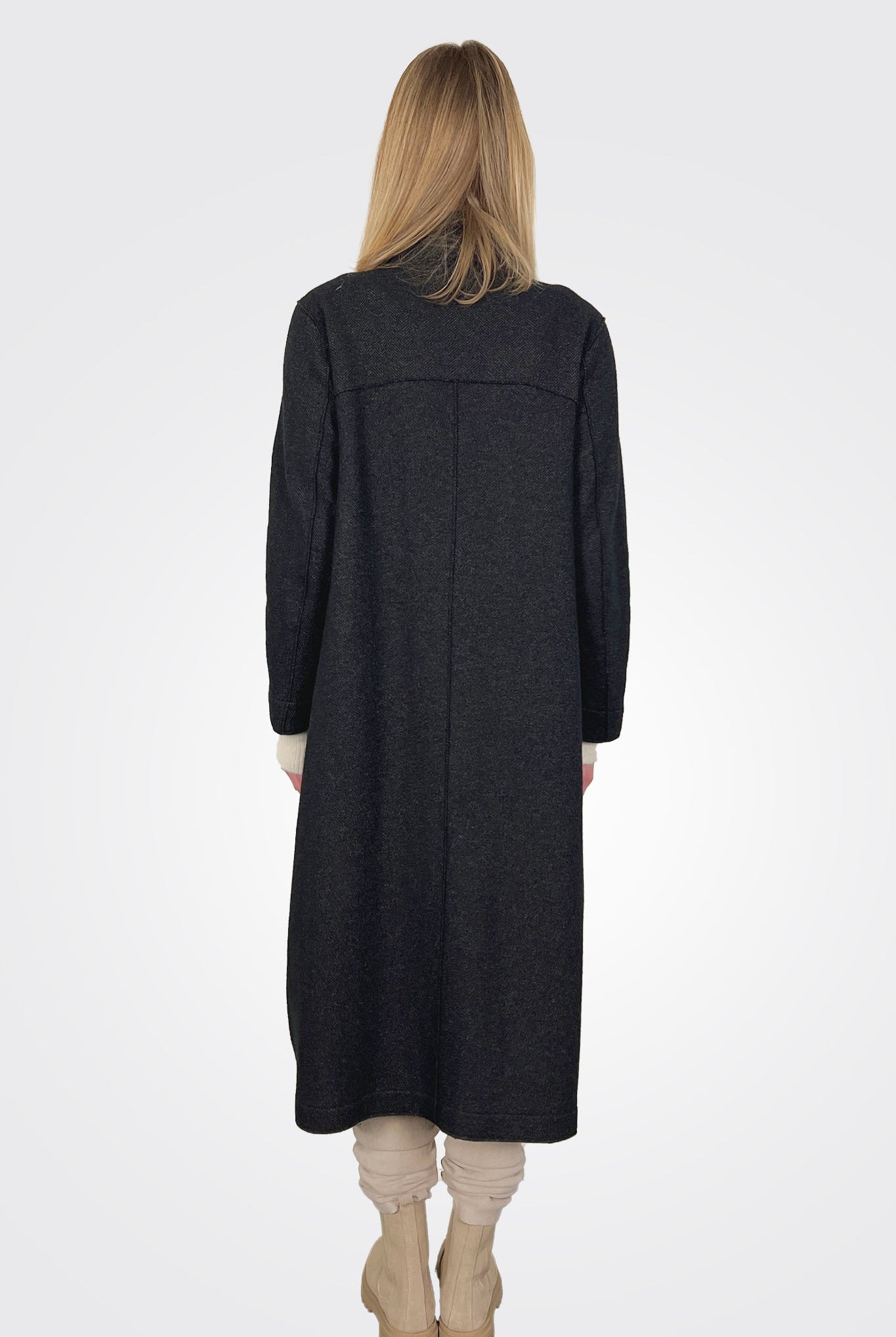 Oversize Double Breasted Long Coat - Grey Pattern by Transit Par-Such — view 4