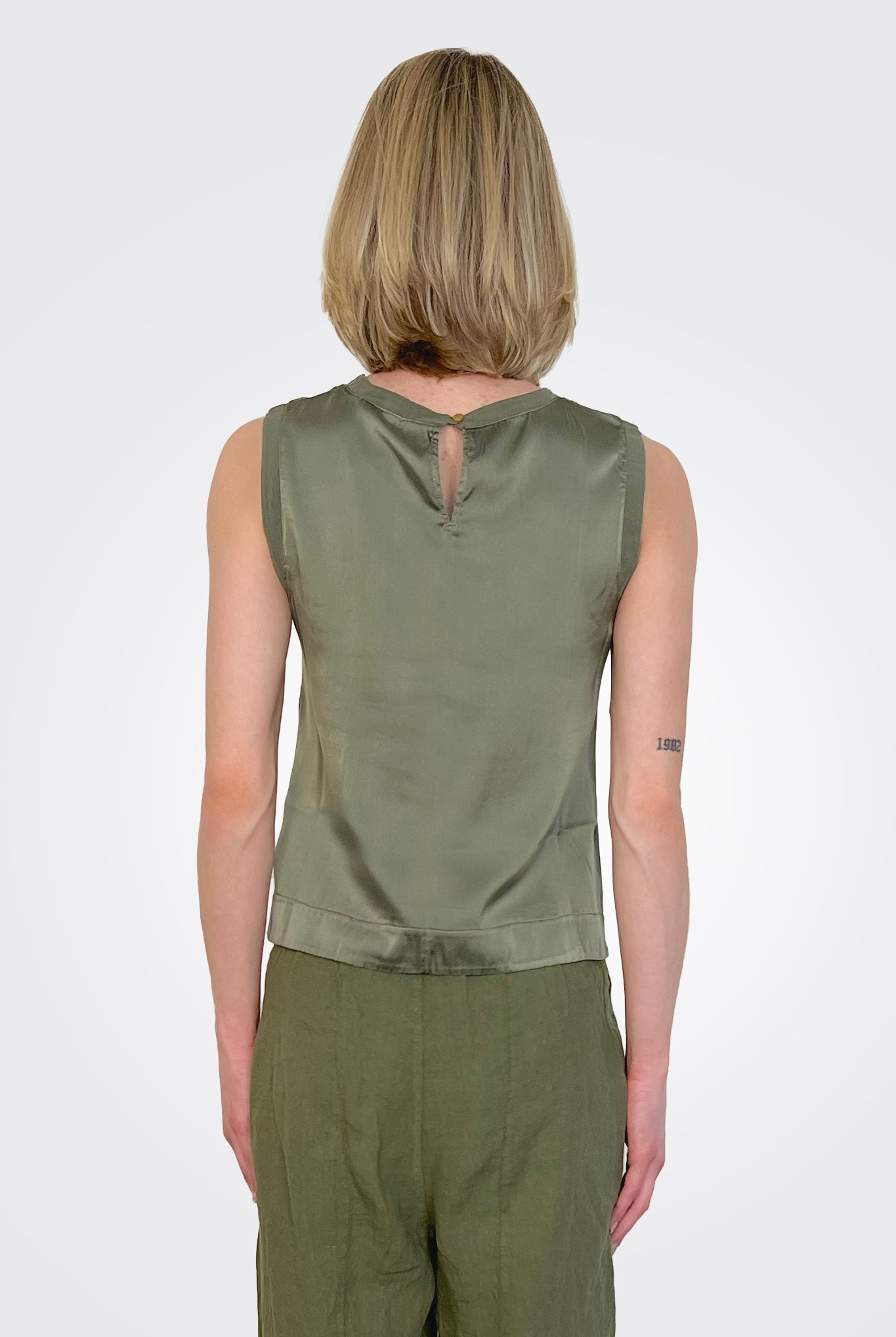 Stretch Silk Satin Tank - Green by Transit Par-Such — alternate view
